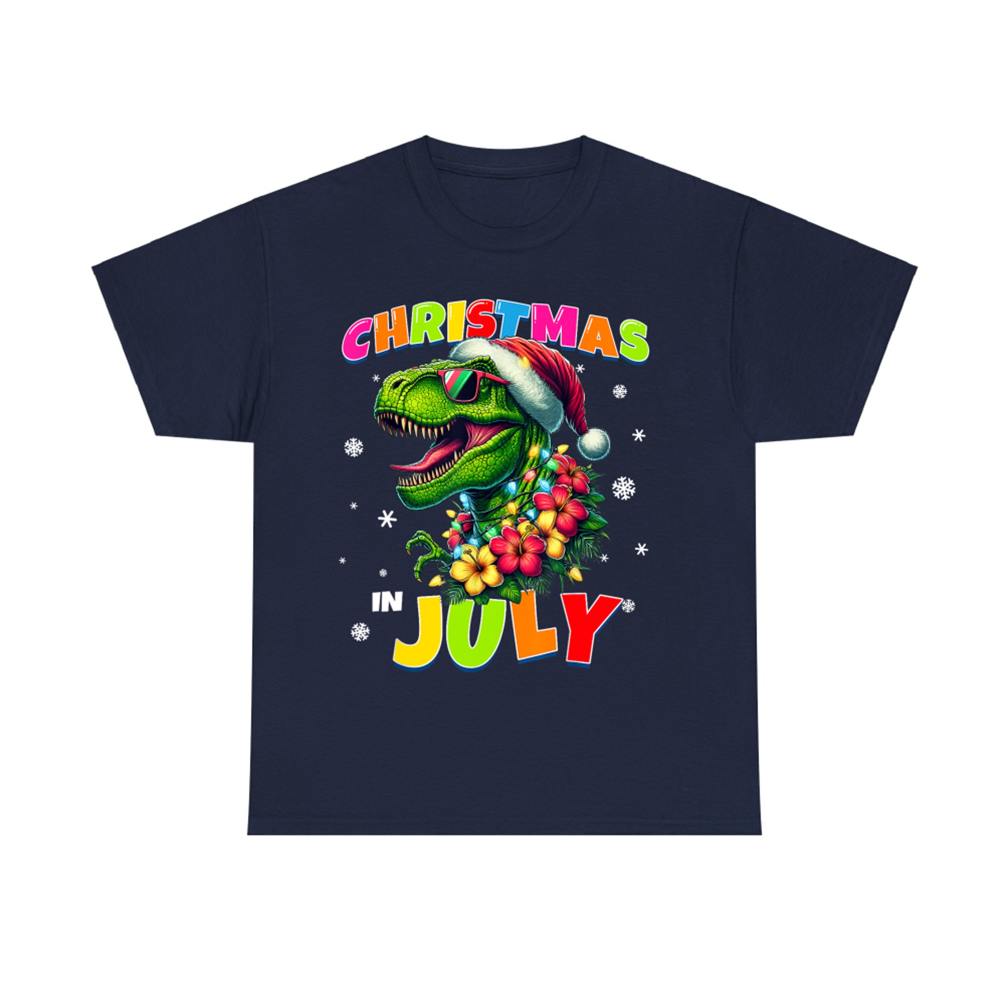 Funny Christmas In July T-Rex Dinosaur Boys Summer T-Shirt