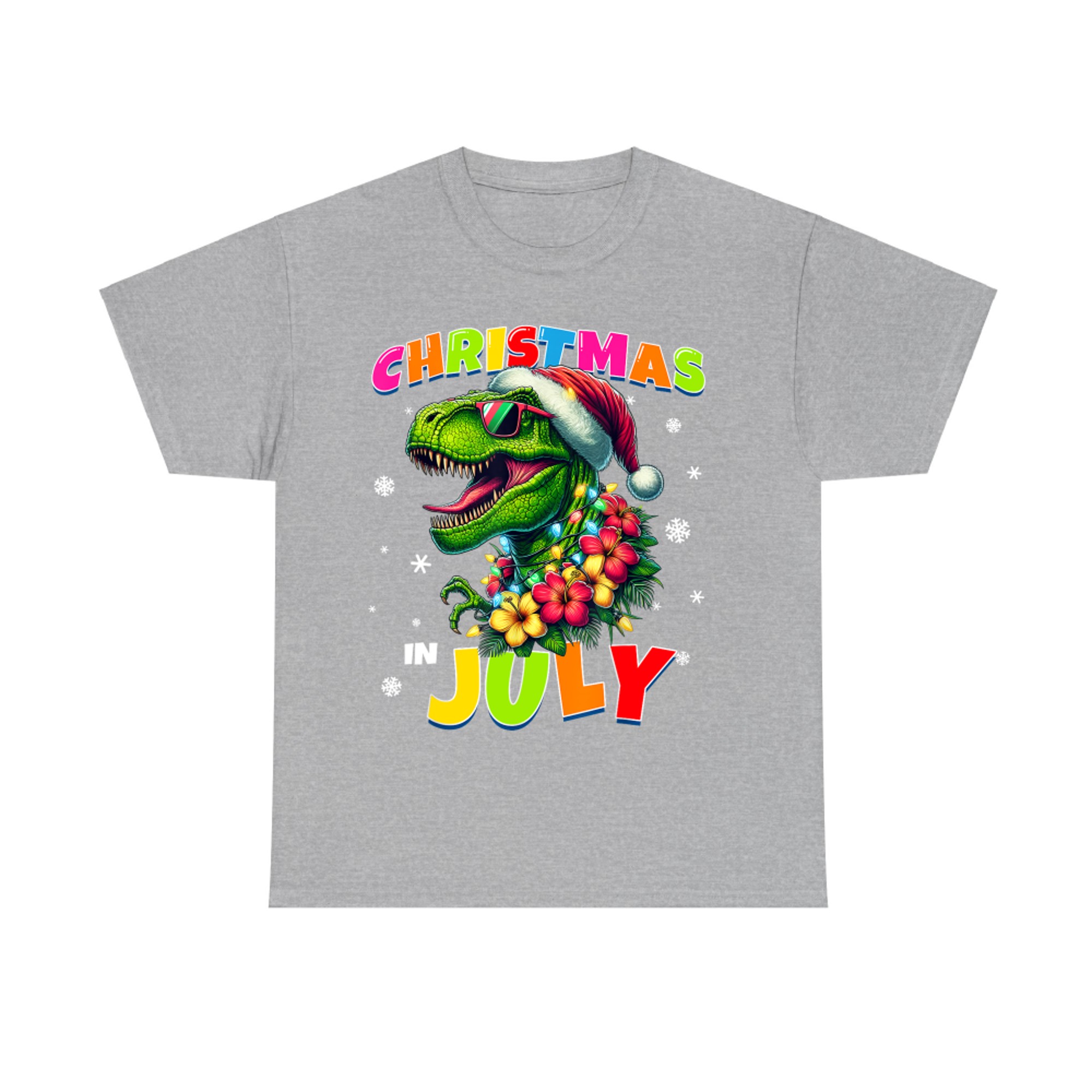 Funny Christmas In July T-Rex Dinosaur Boys Summer T-Shirt