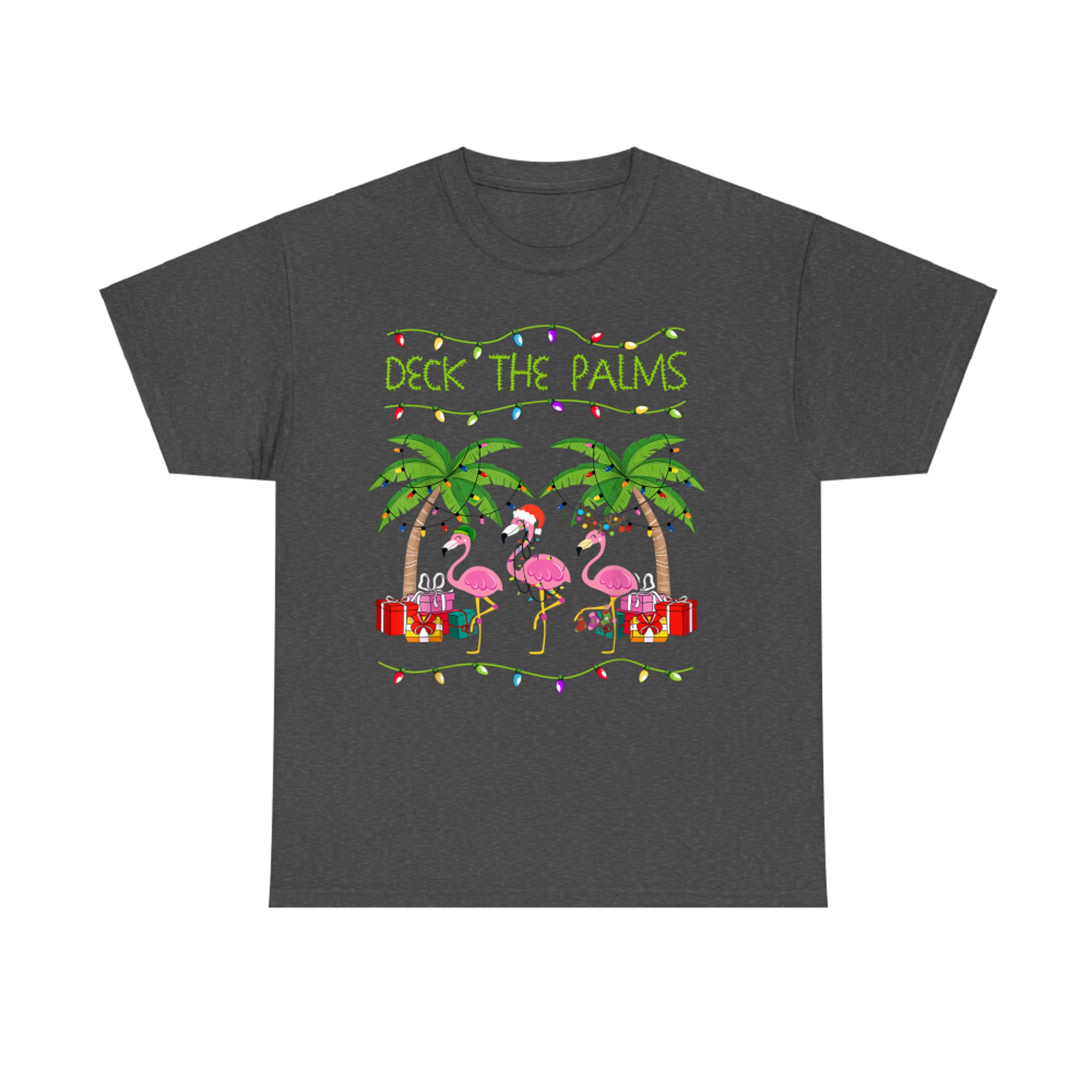 Funny Deck the Palms Merry Flamingo Christmas In July Idea T-Shirt