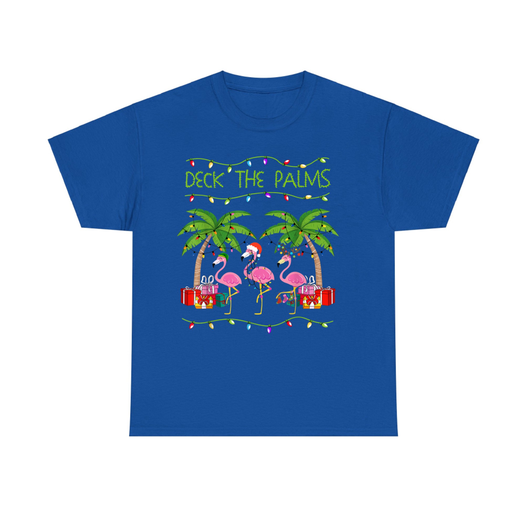 Funny Deck the Palms Merry Flamingo Christmas In July Idea T-Shirt