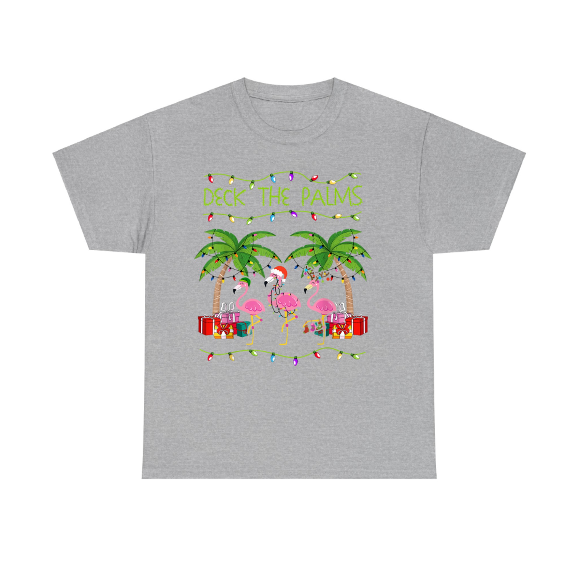 Funny Deck the Palms Merry Flamingo Christmas In July Idea T-Shirt