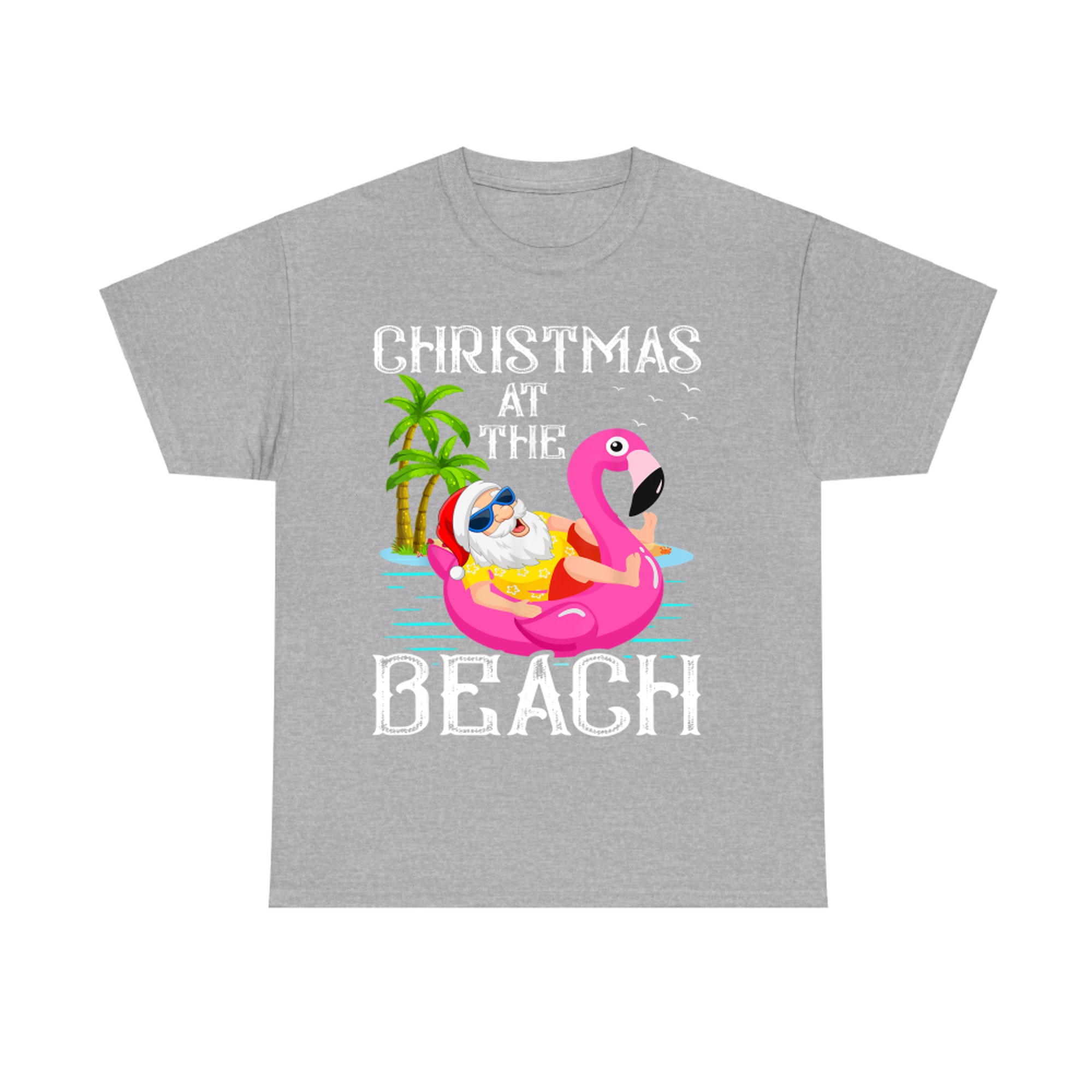 Funny Flamingo Float Santa Claus Christmas At The Beach T-Shirt