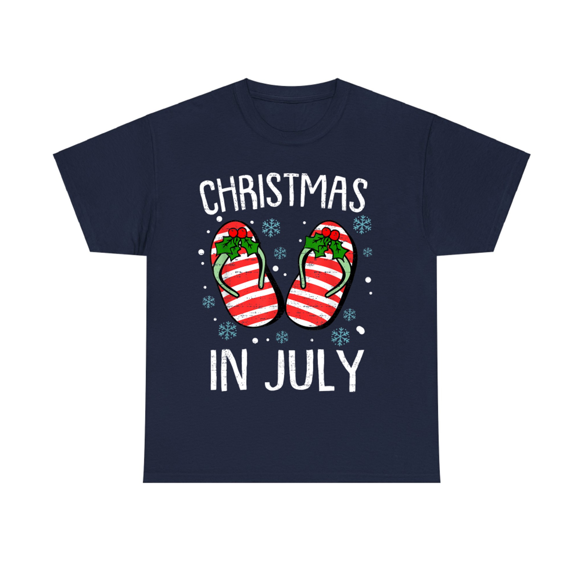 Funny Flip Flops Christmas In July Xmas Beach Vacation T-Shirt