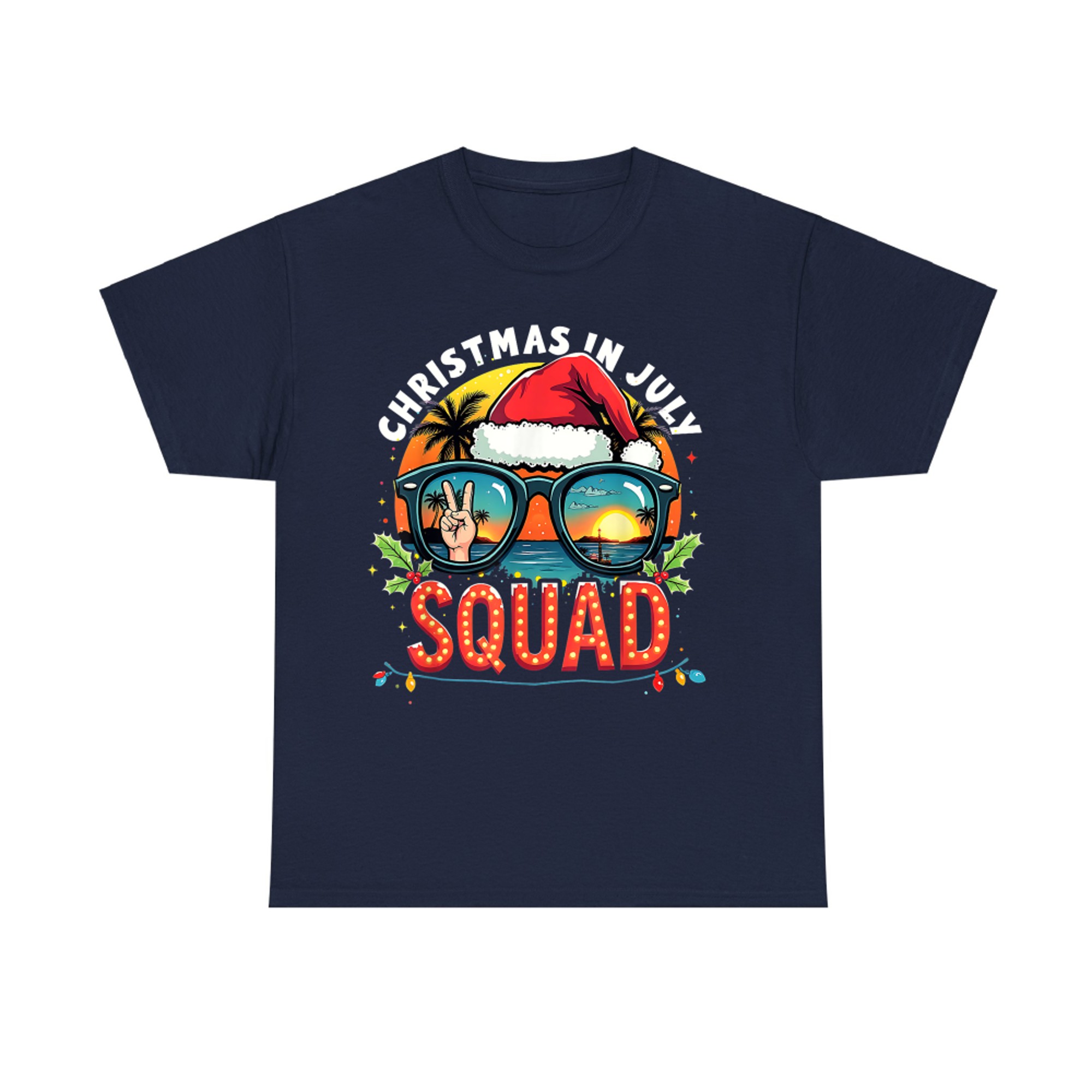 Funny Santa Summer Reindeers Christmas In July Squad T-Shirt