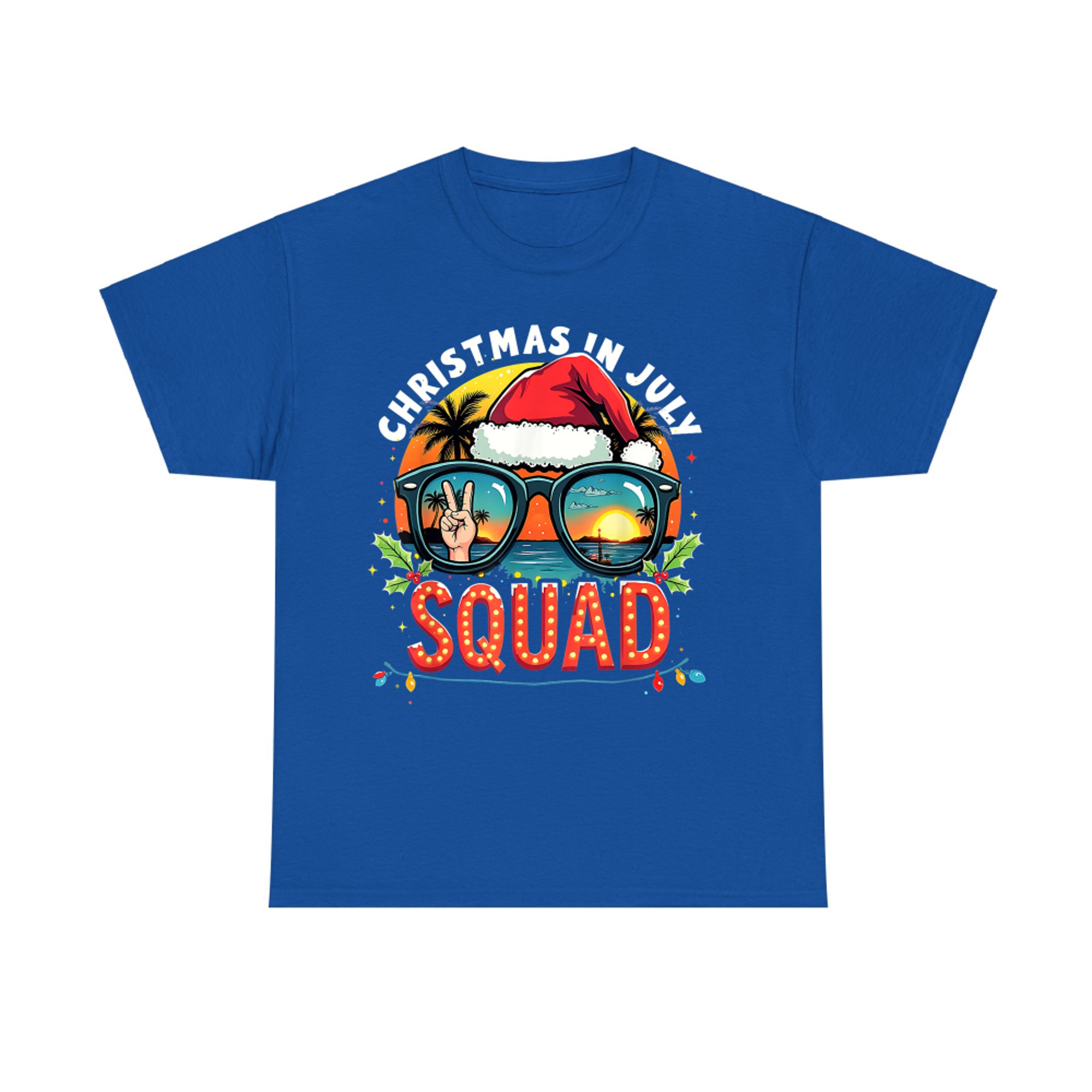 Funny Santa Summer Reindeers Christmas In July Squad T-Shirt