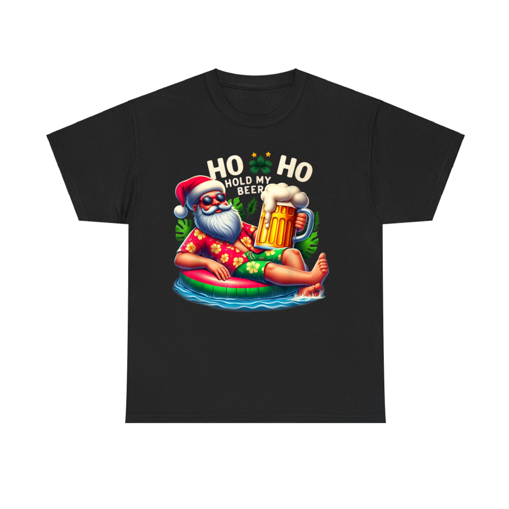 Ho Ho Hold My Beer Santa Sunglasses Christmas in July Summer T-Shirt