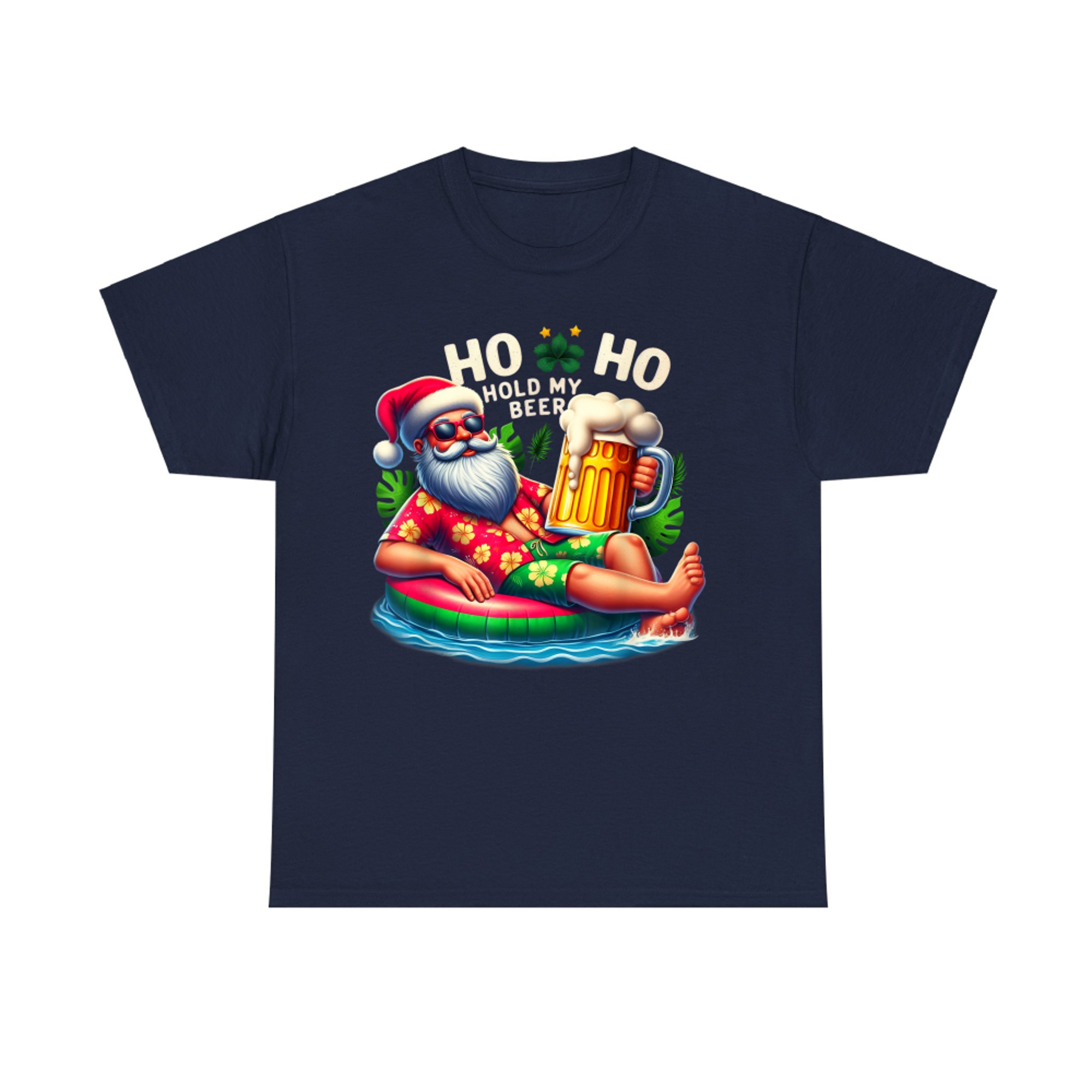 Ho Ho Hold My Beer Santa Sunglasses Christmas in July Summer T-Shirt