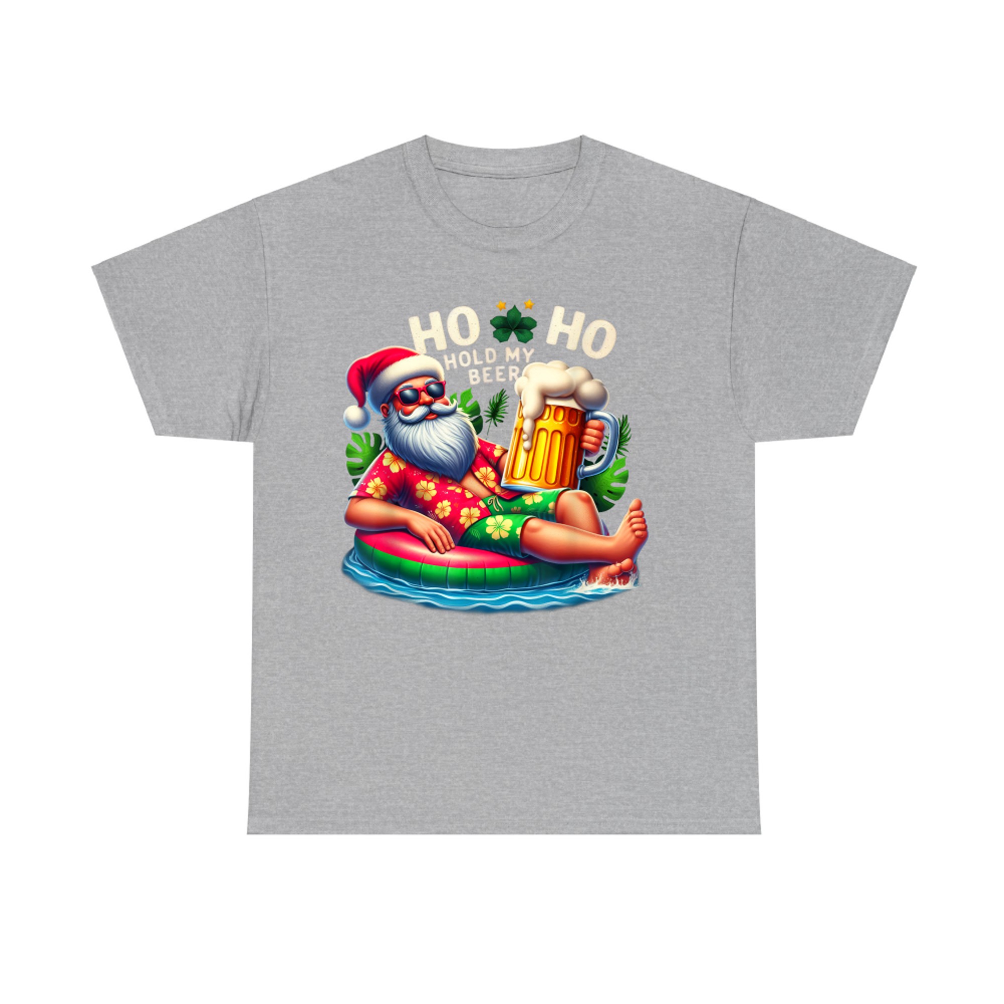 Ho Ho Hold My Beer Santa Sunglasses Christmas in July Summer T-Shirt