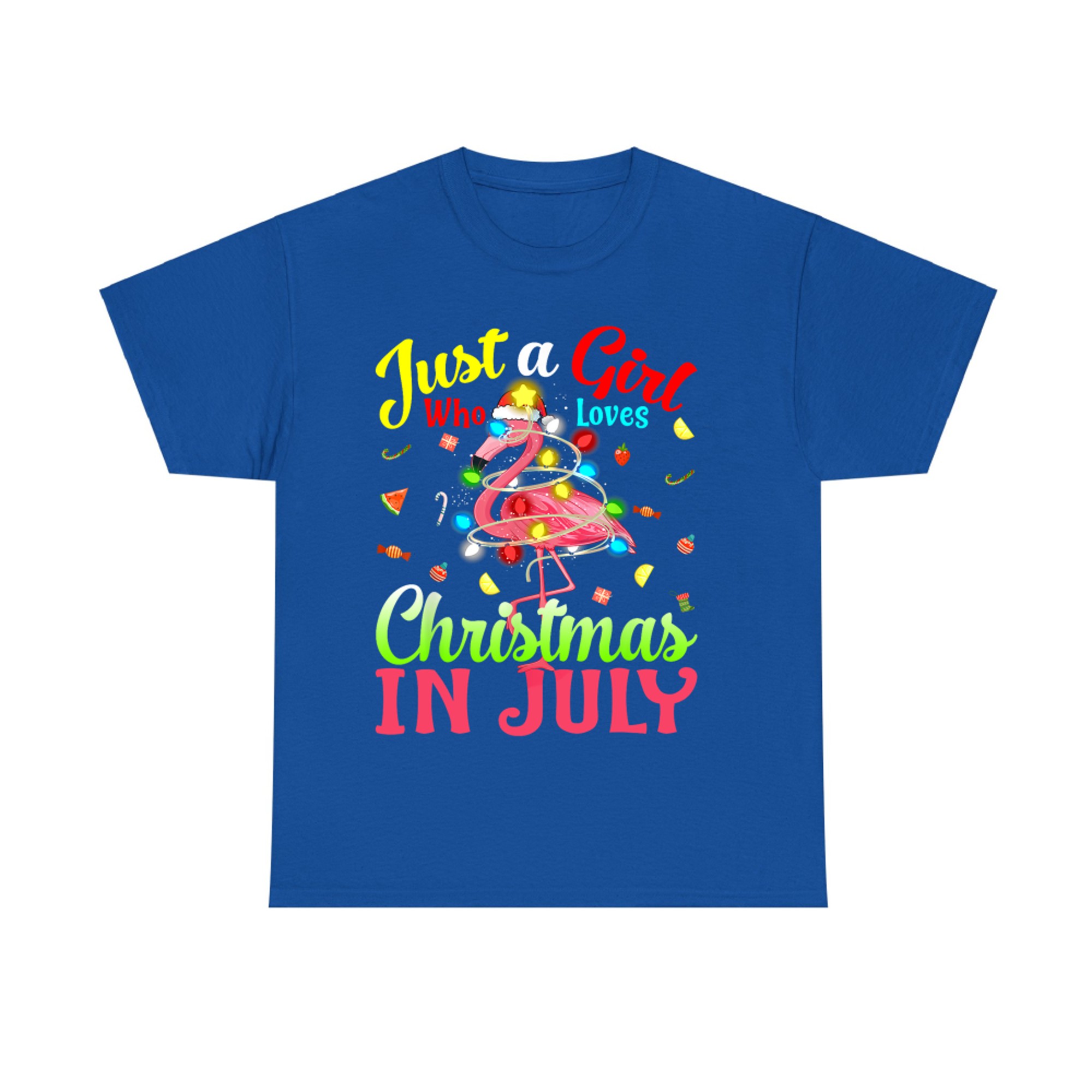 Just A Girl Who Loves Christmas In July Flamingo Girl T-Shirt