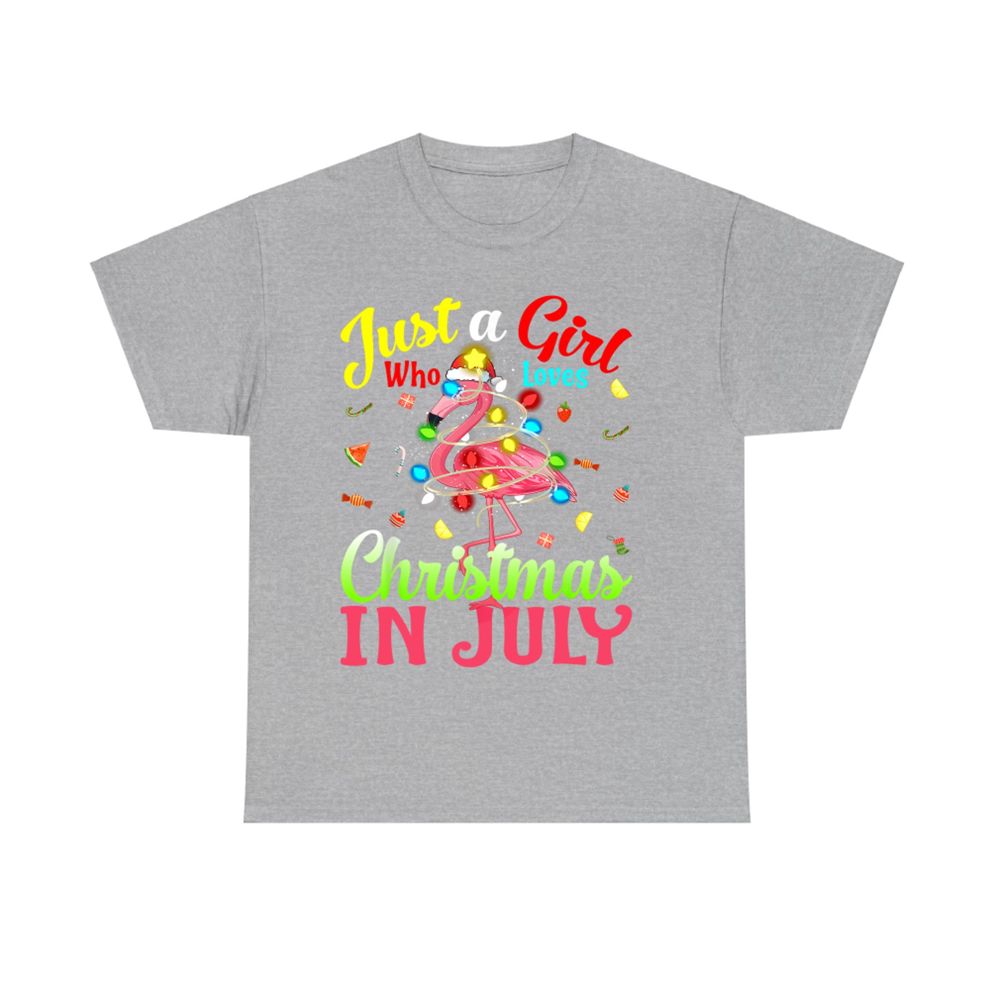 Just A Girl Who Loves Christmas In July Flamingo Girl T-Shirt
