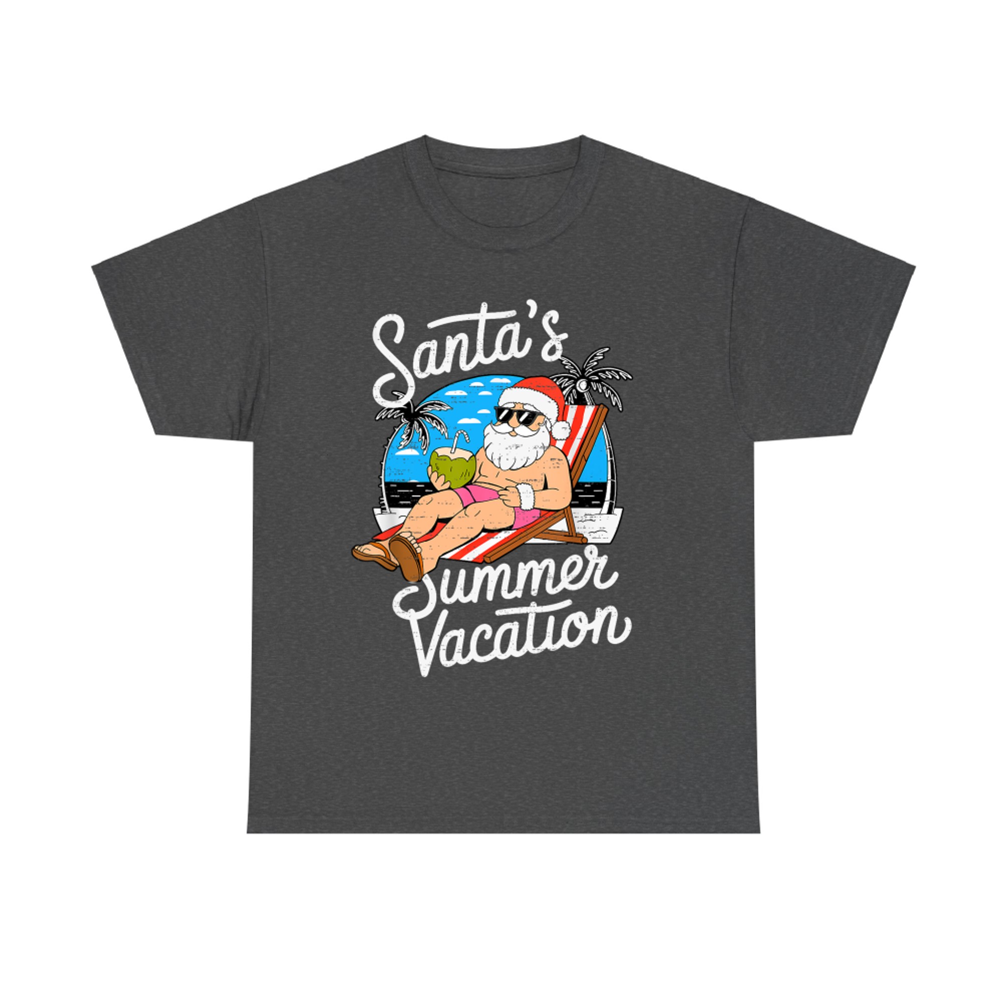 Santa's Summer Vacation Funny Christmas In July Summer Xmas Coconut Drink T-Shirt