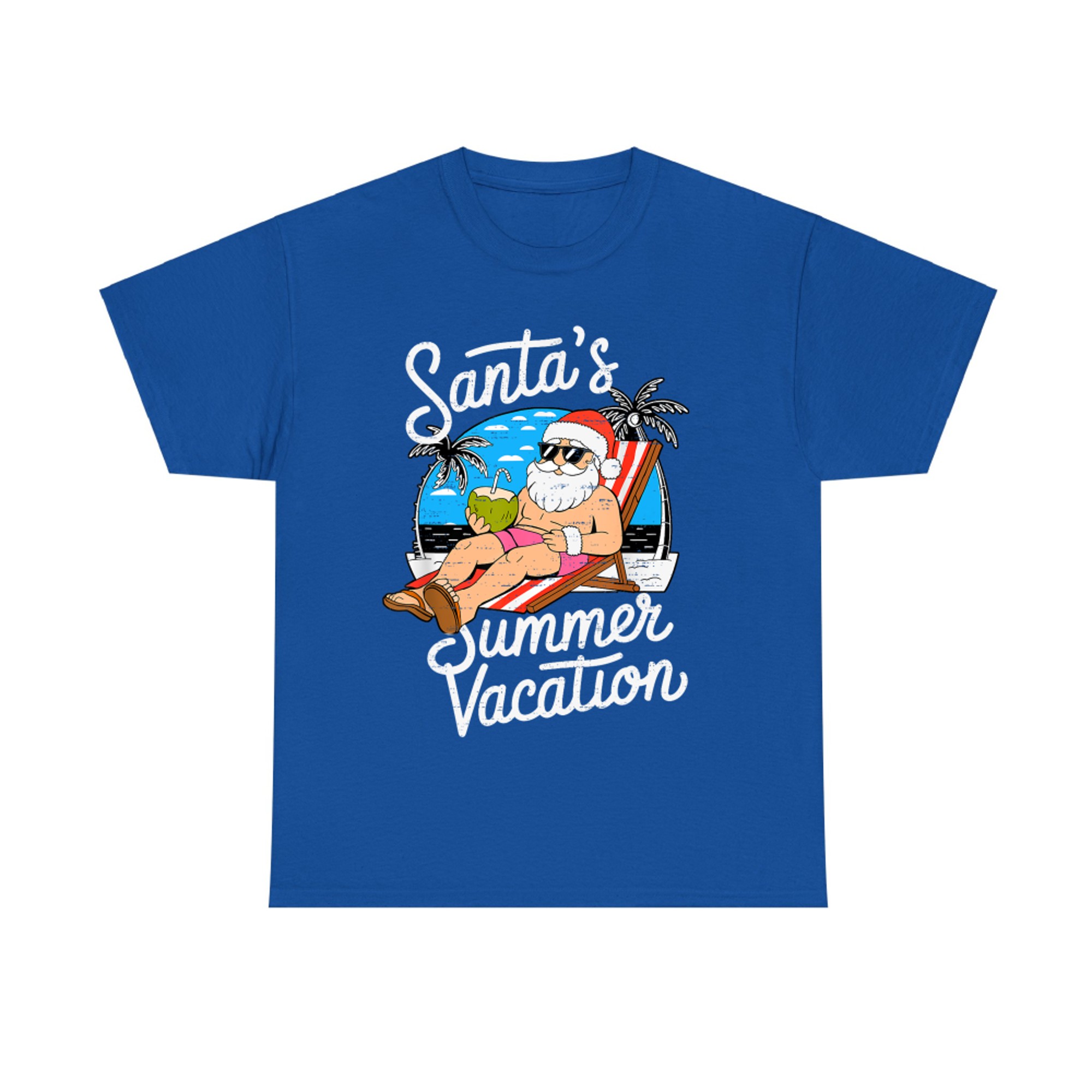Santa's Summer Vacation Funny Christmas In July Summer Xmas Coconut Drink T-Shirt