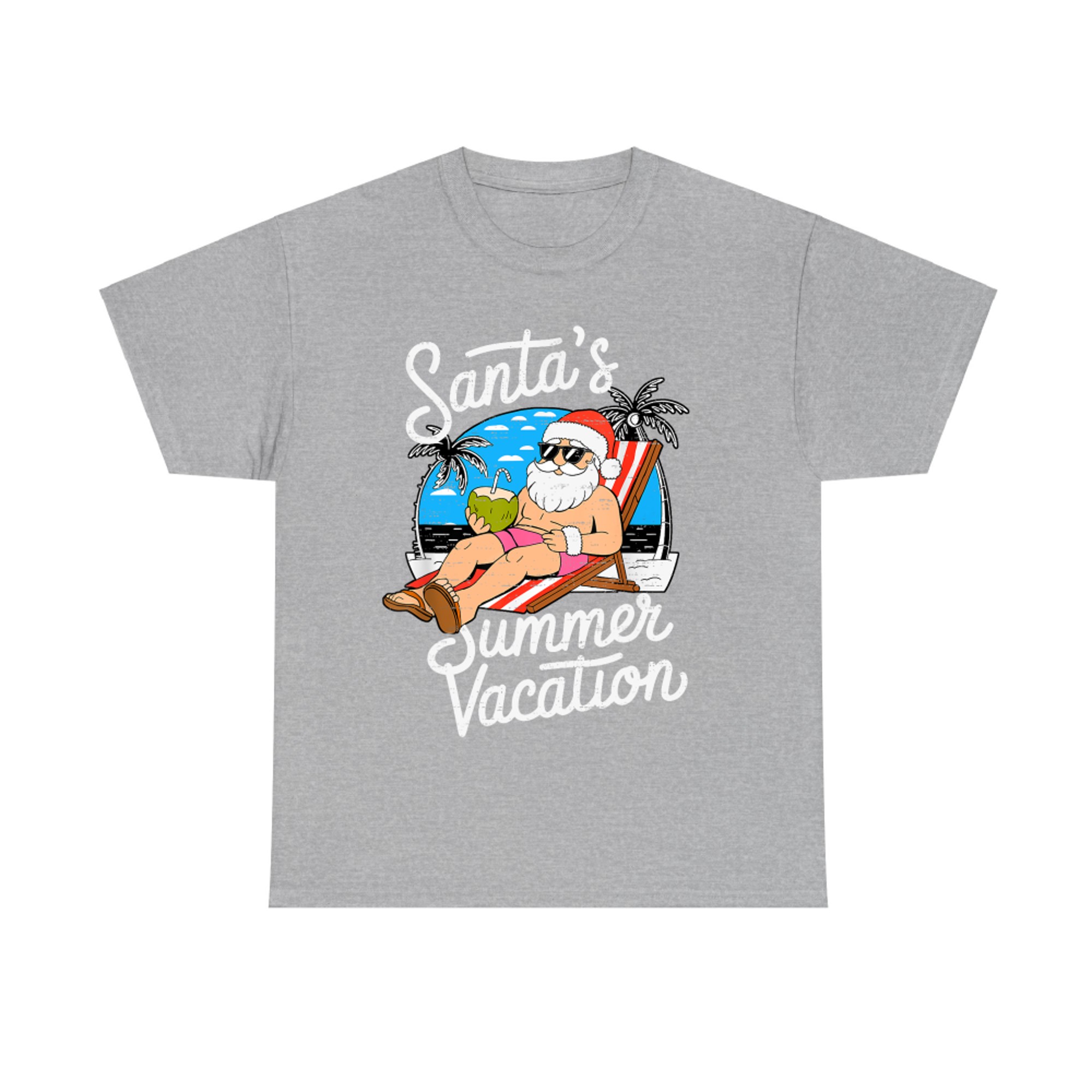 Santa's Summer Vacation Funny Christmas In July Summer Xmas Coconut Drink T-Shirt