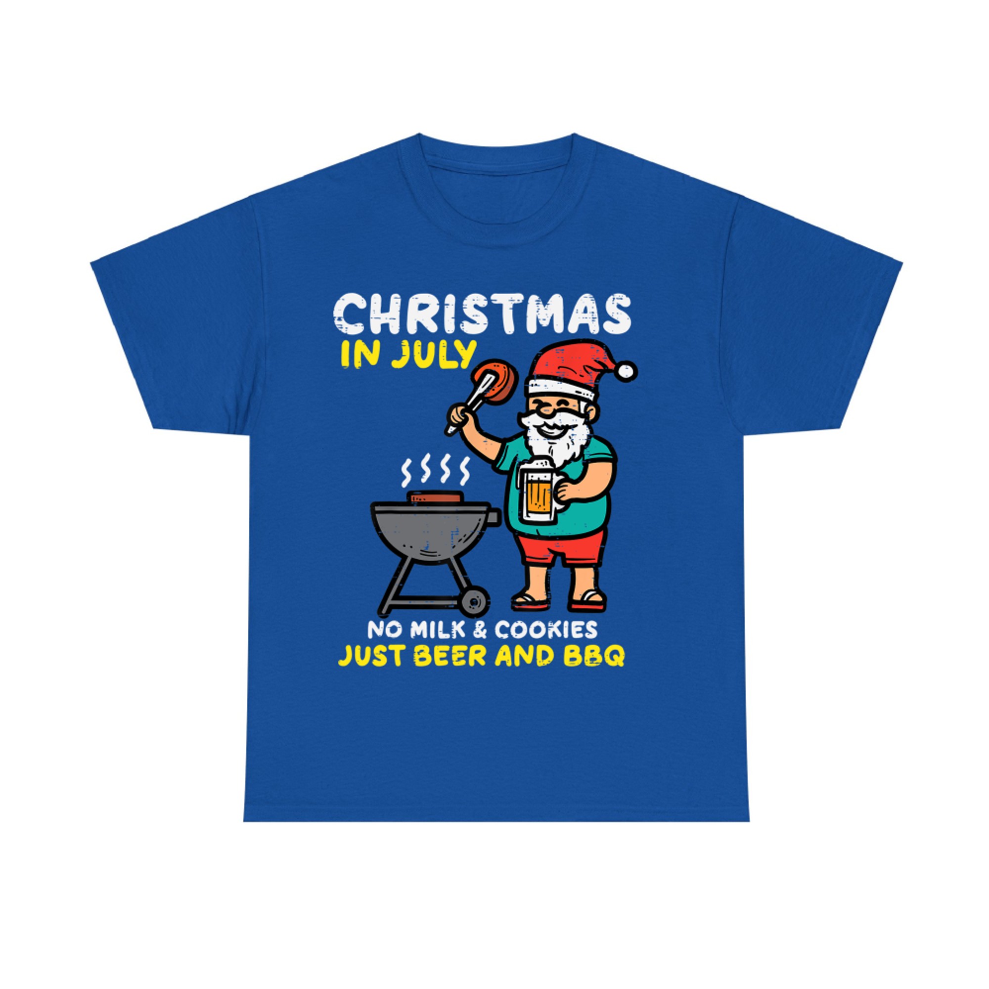 Christmas In July No Milk & Cookies Just Bbq Funny Santa Xmas T-Shirt