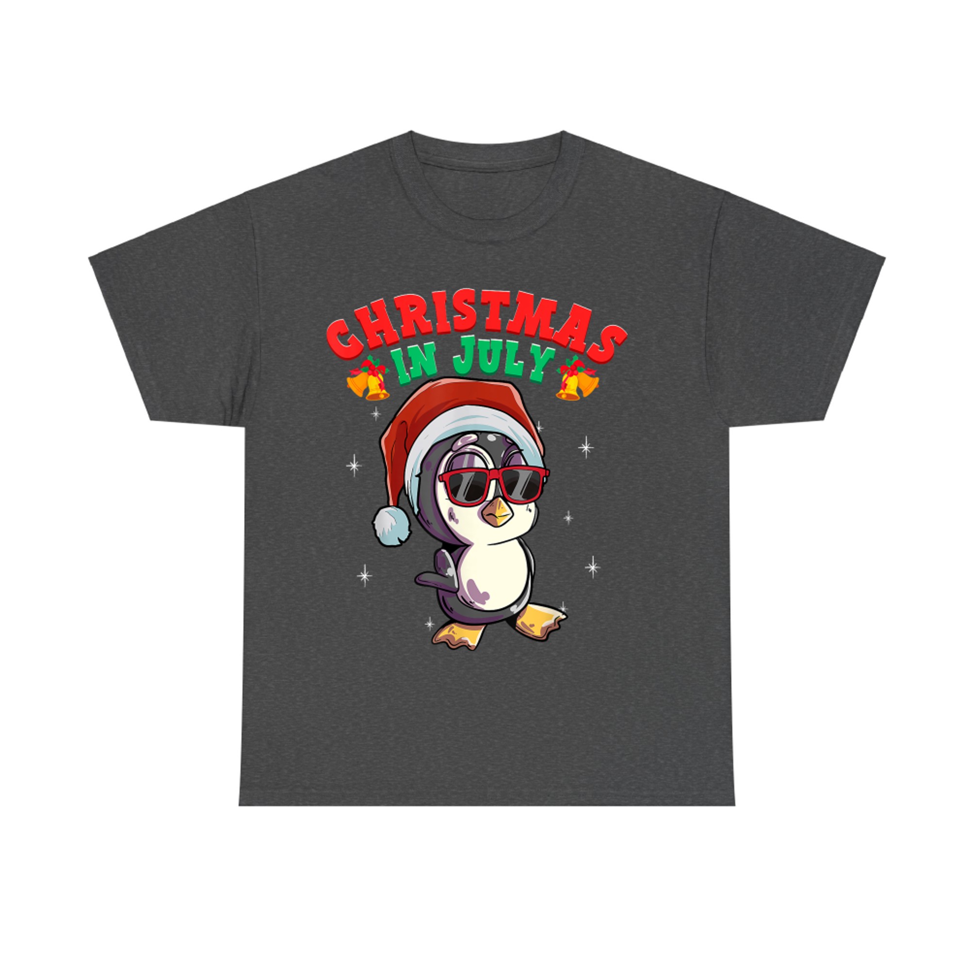Christmas in July Penguin with Santa Hat and Shades Funny Summer Xmas T-Shirt