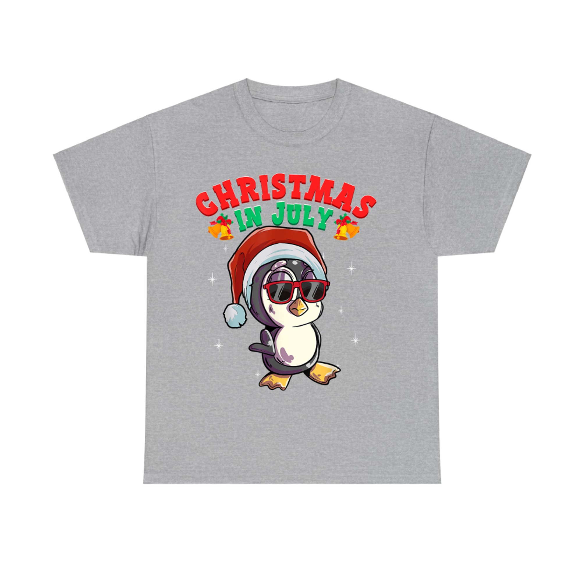Christmas in July Penguin with Santa Hat and Shades Funny Summer Xmas T-Shirt