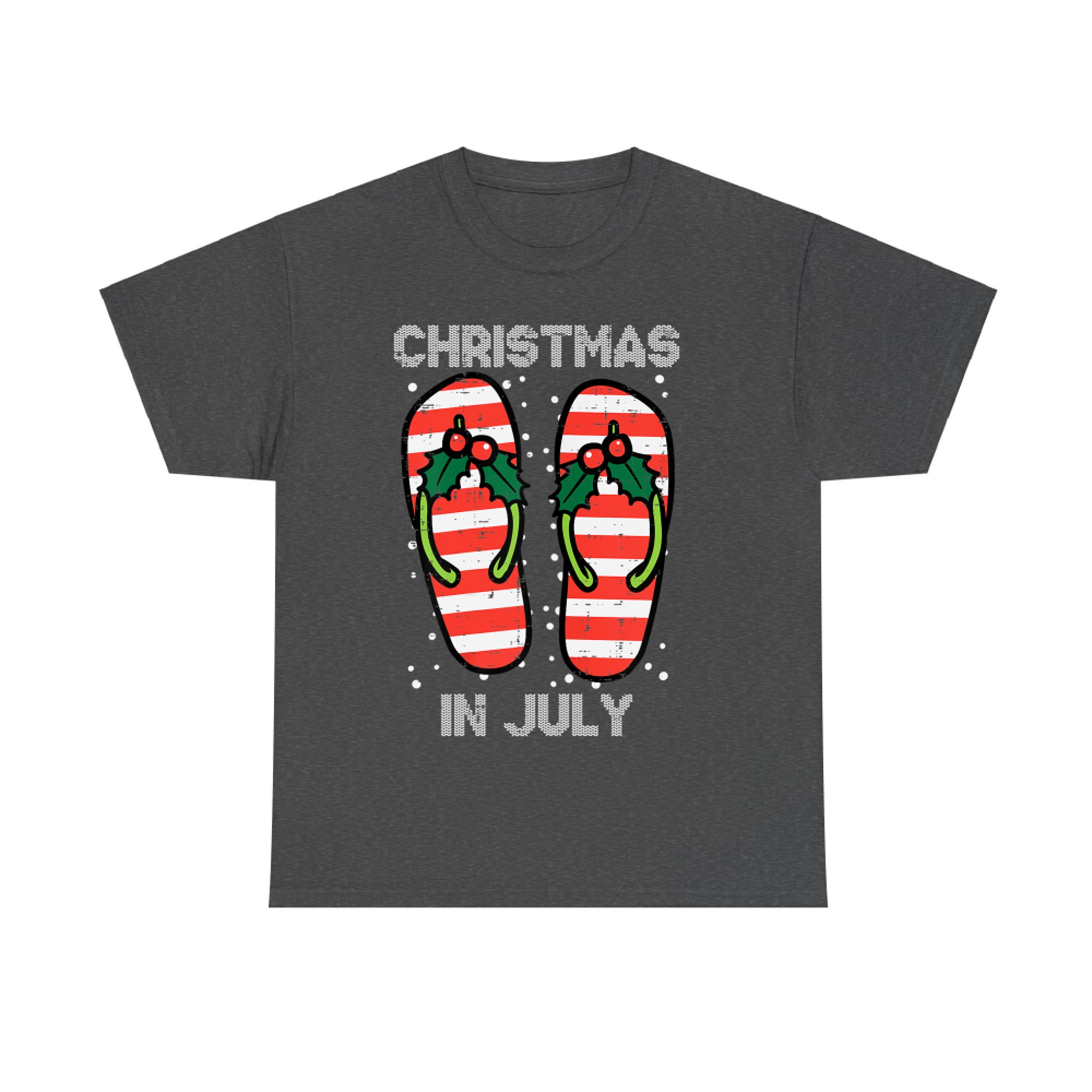 Mistletoe Flip Flops Christmas In Jully Summer Xmas T-Shirt