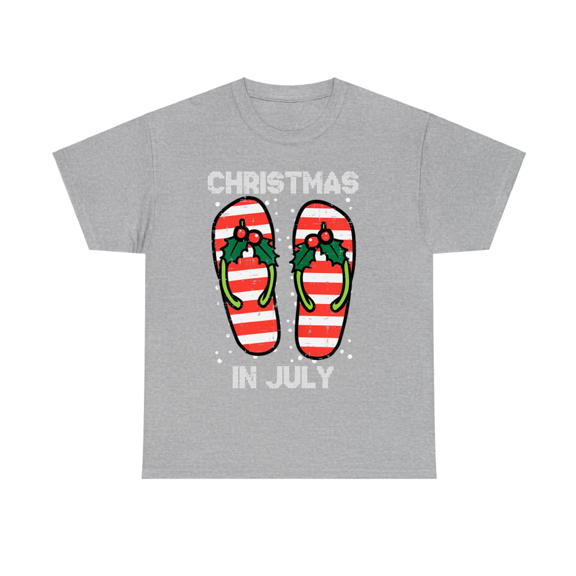 Mistletoe Flip Flops Christmas In Jully Summer Xmas T-Shirt