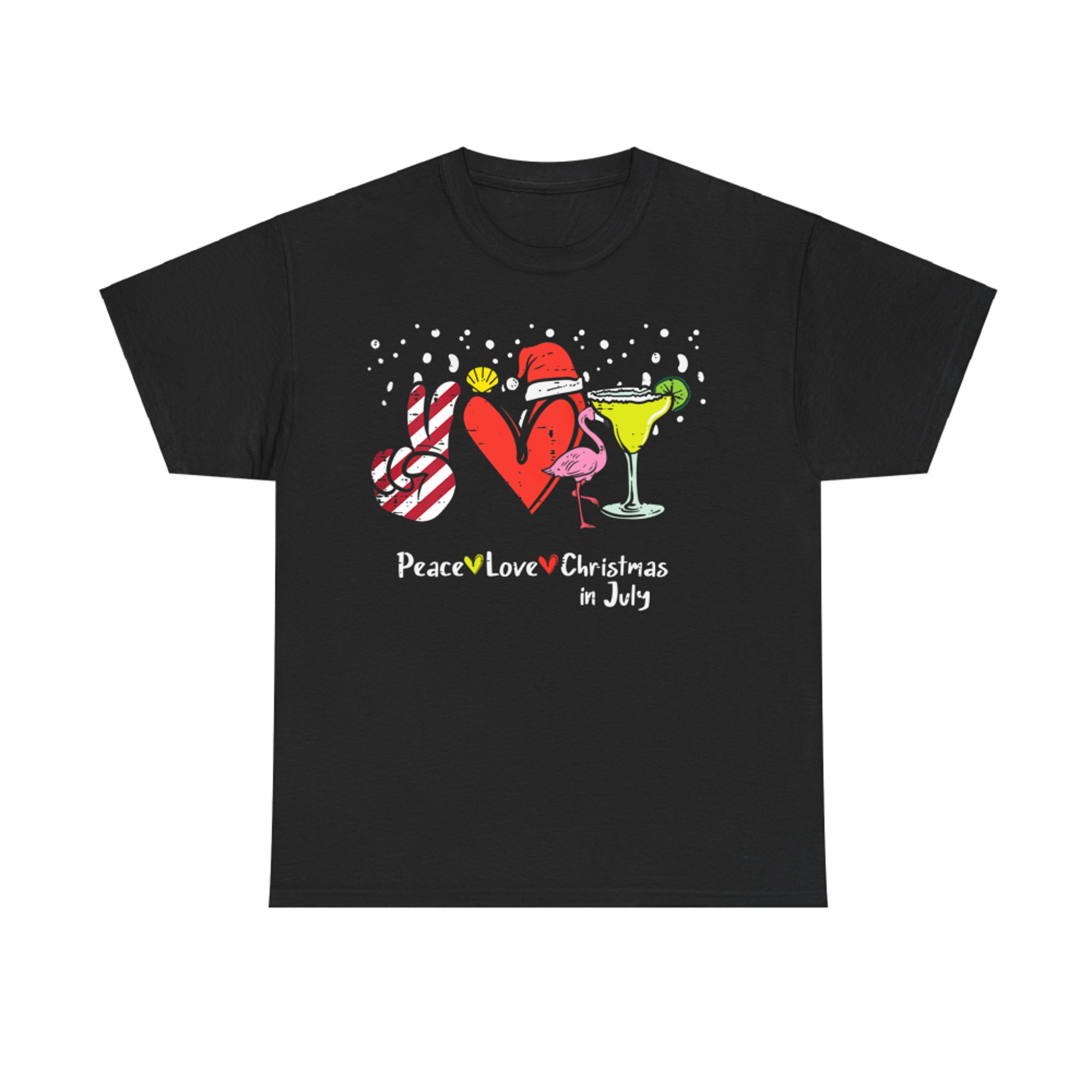 Peace Love Christmas In July Funny Summer Xmas Hippie T-Shirt