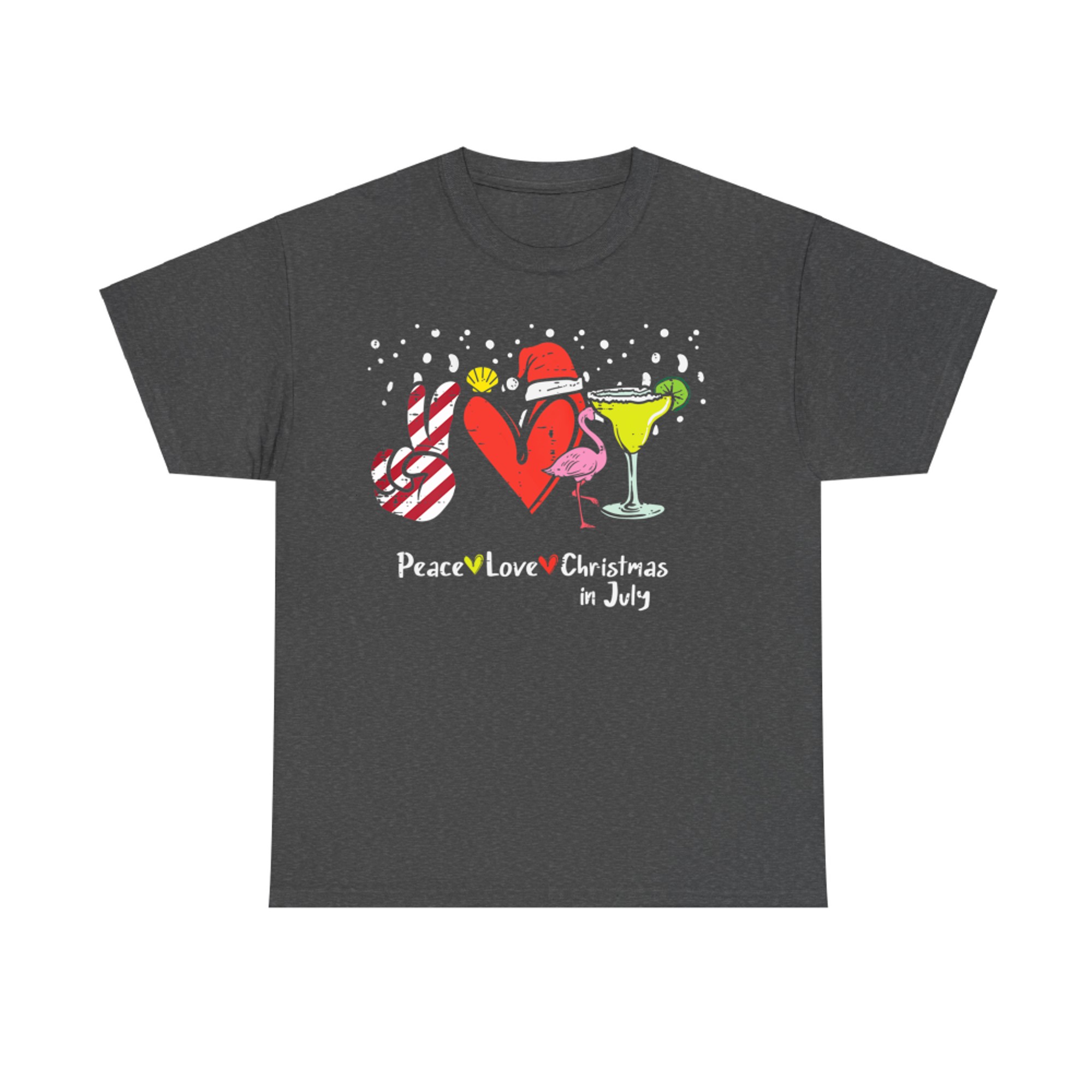 Peace Love Christmas In July Funny Summer Xmas Hippie T-Shirt