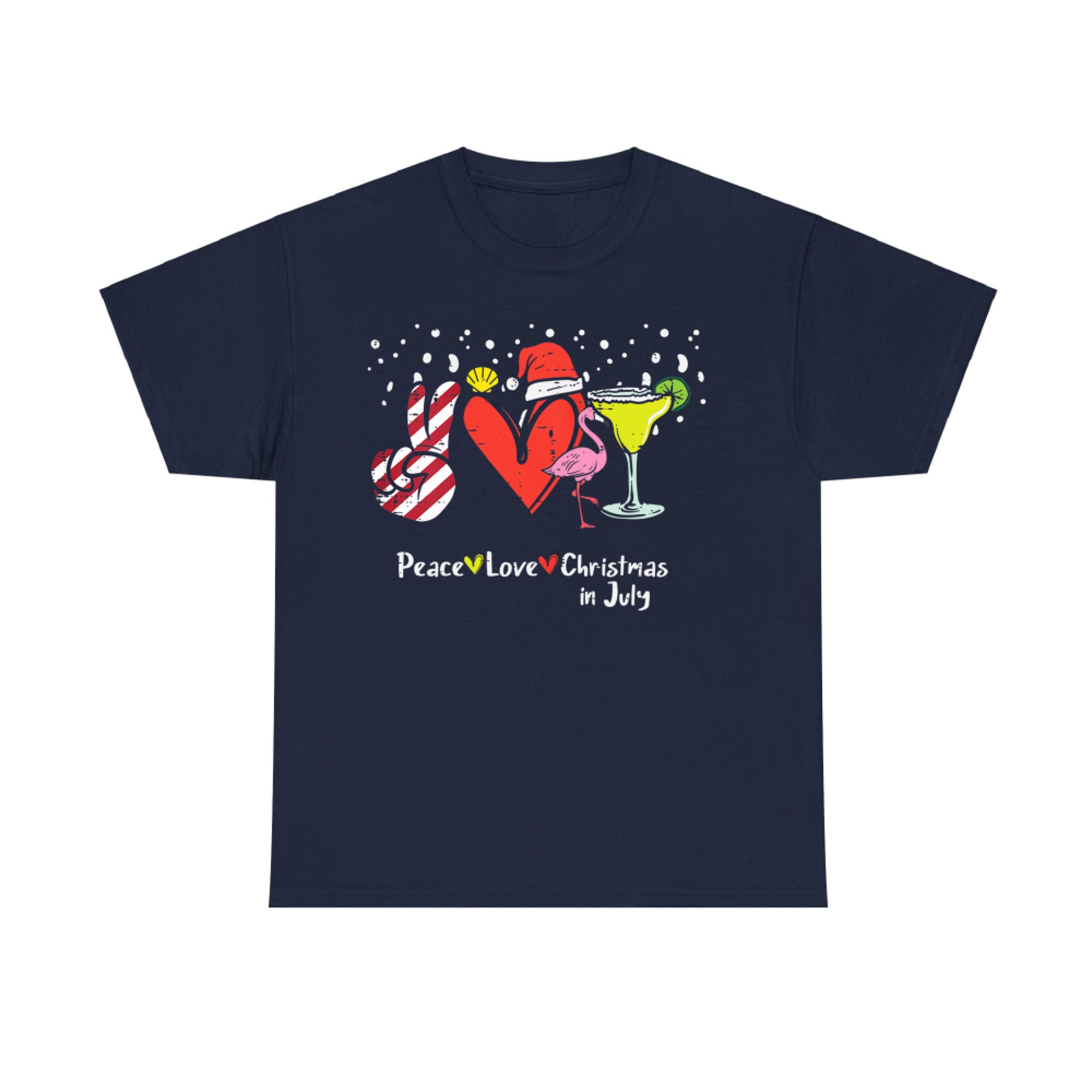 Peace Love Christmas In July Funny Summer Xmas Hippie T-Shirt