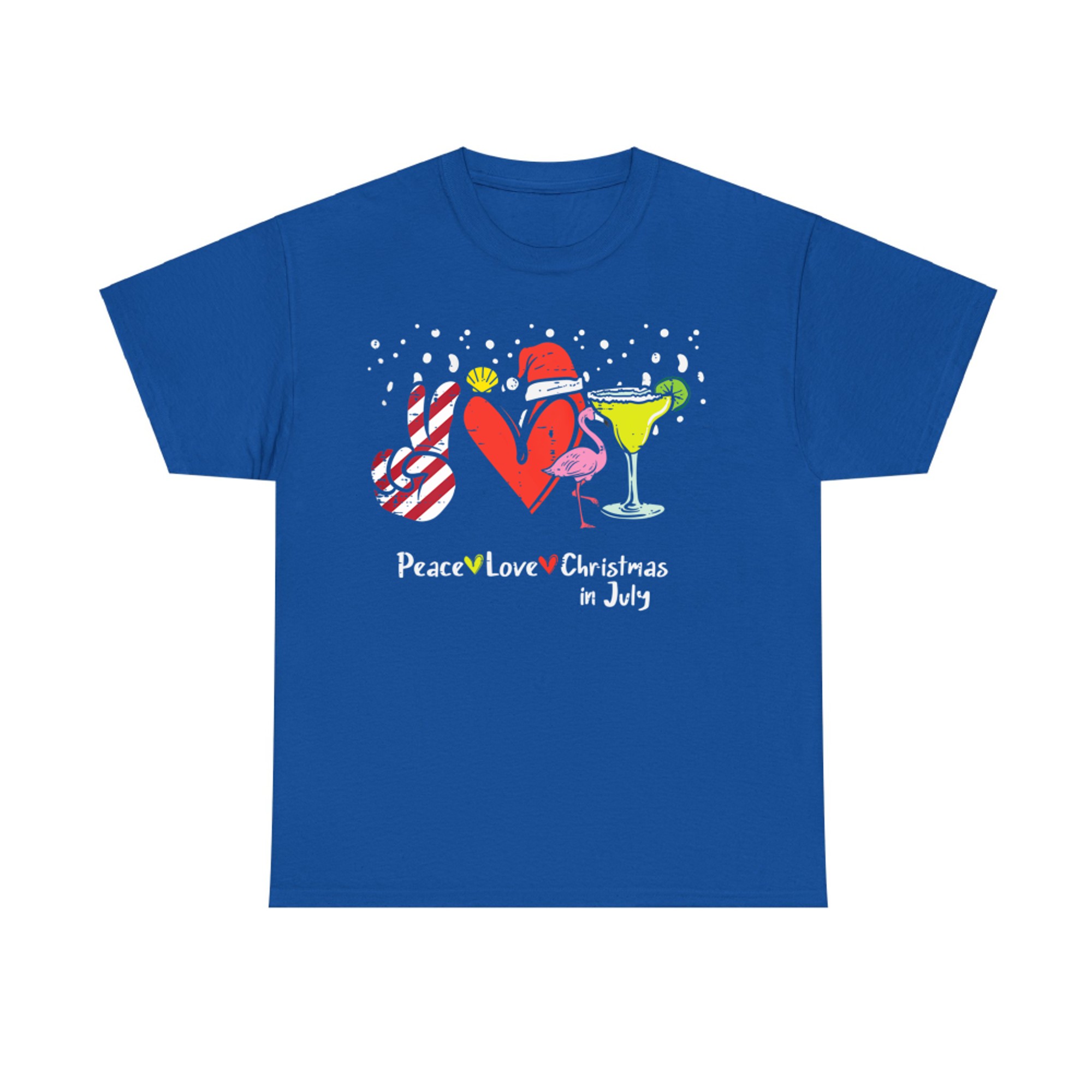 Peace Love Christmas In July Funny Summer Xmas Hippie T-Shirt