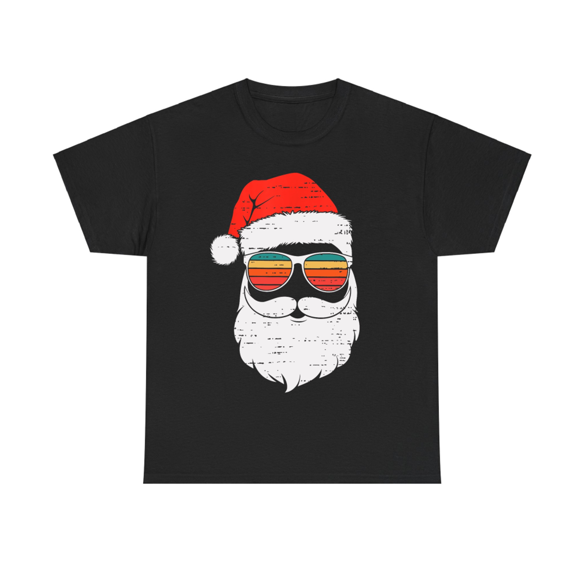 Retro Santa Face Sunglassed Christmas In July Summer Xmas T-Shirt