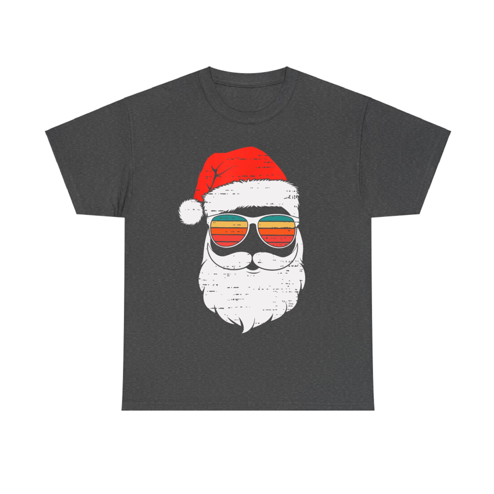 Retro Santa Face Sunglassed Christmas In July Summer Xmas T-Shirt