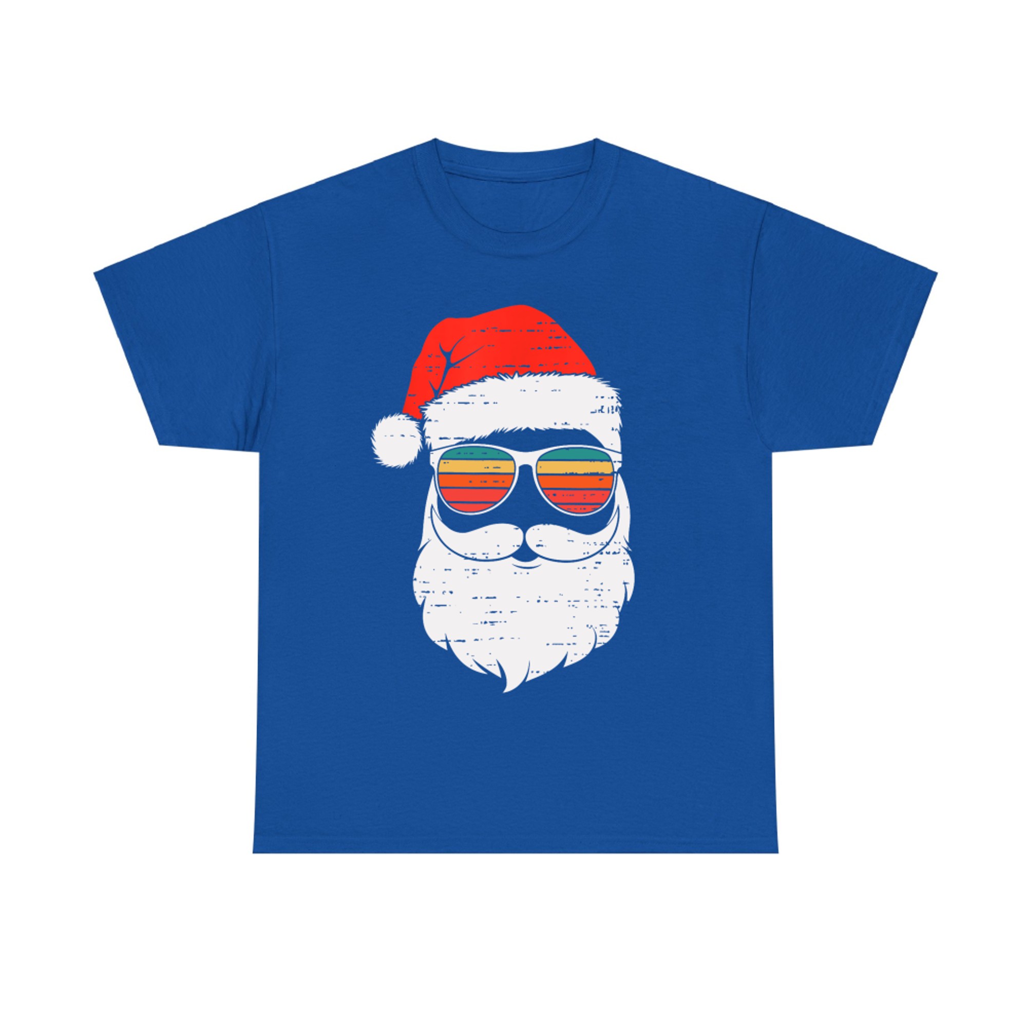 Retro Santa Face Sunglassed Christmas In July Summer Xmas T-Shirt