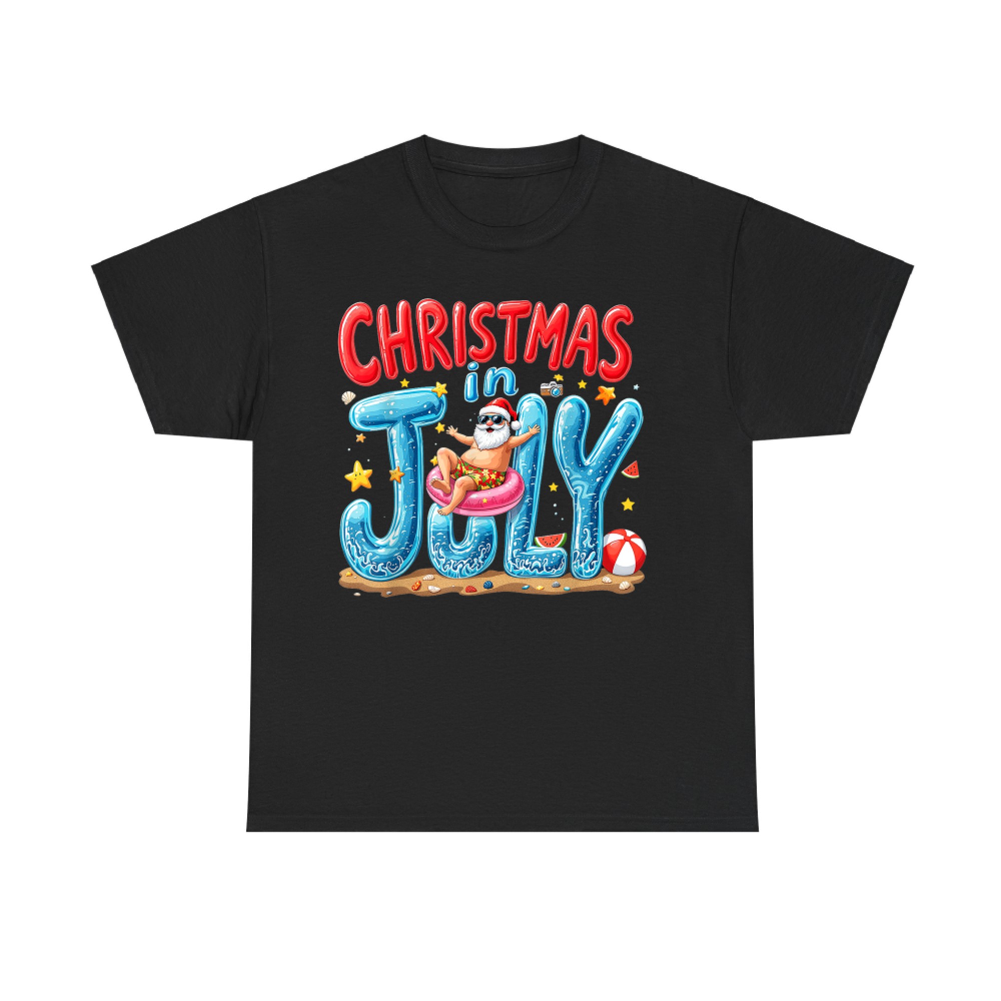 Santa Claus Christmas In July Summer Vibes Beach Xmas Vacay T-Shirt