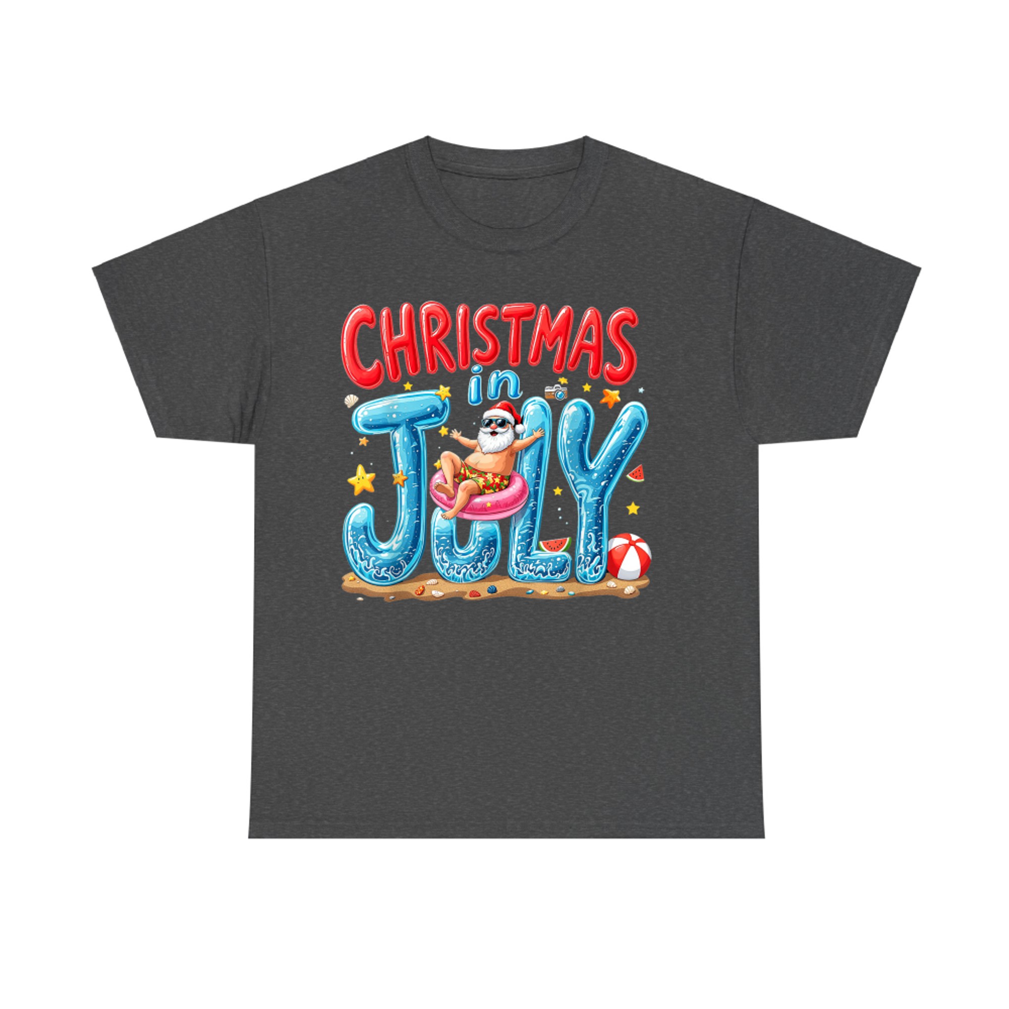 Santa Claus Christmas In July Summer Vibes Beach Xmas Vacay T-Shirt
