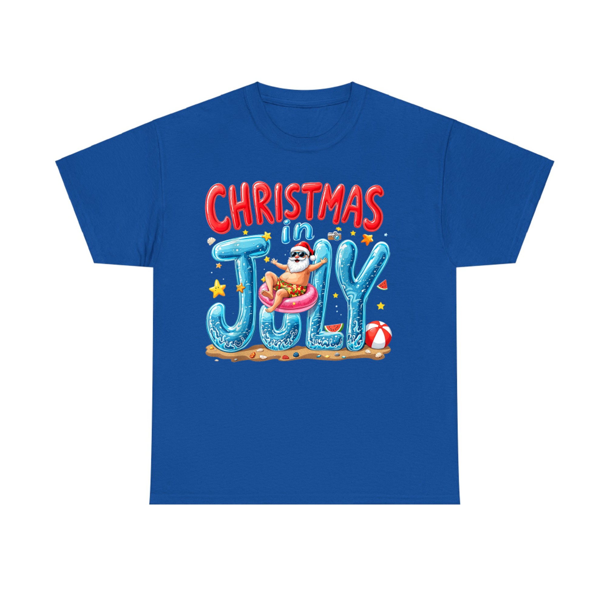 Santa Claus Christmas In July Summer Vibes Beach Xmas Vacay T-Shirt