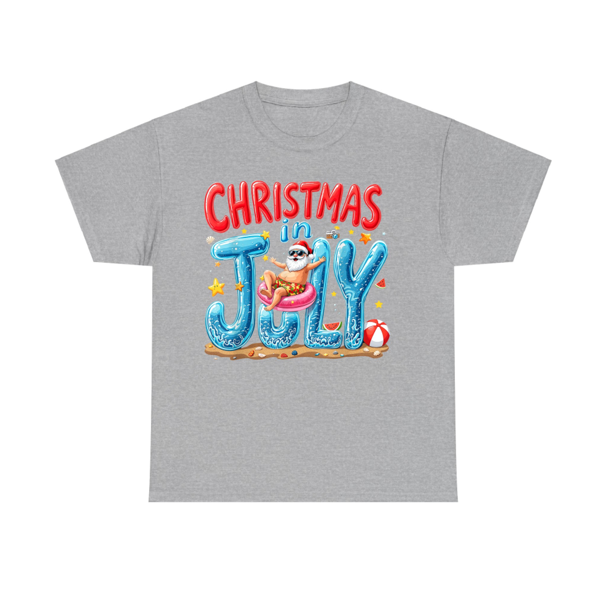 Santa Claus Christmas In July Summer Vibes Beach Xmas Vacay T-Shirt