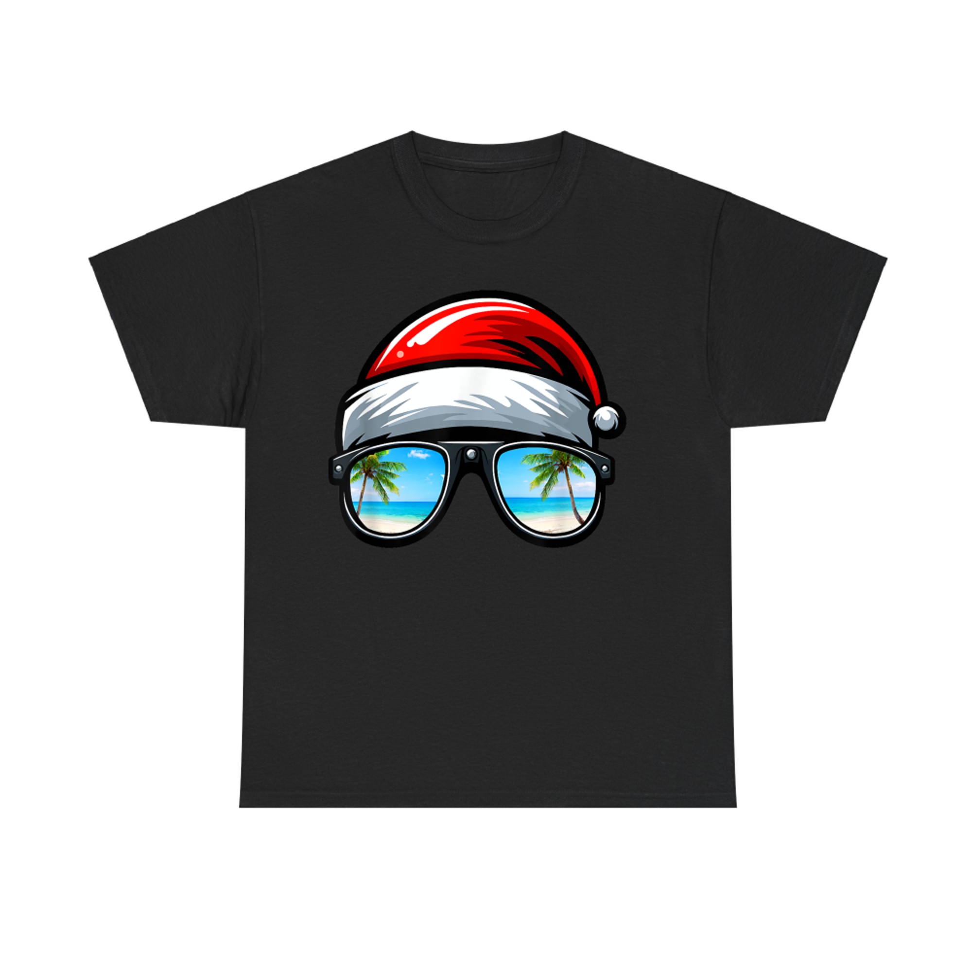 Santa Claus Hat Sunglasses Beach Christmas In July T-Shirt