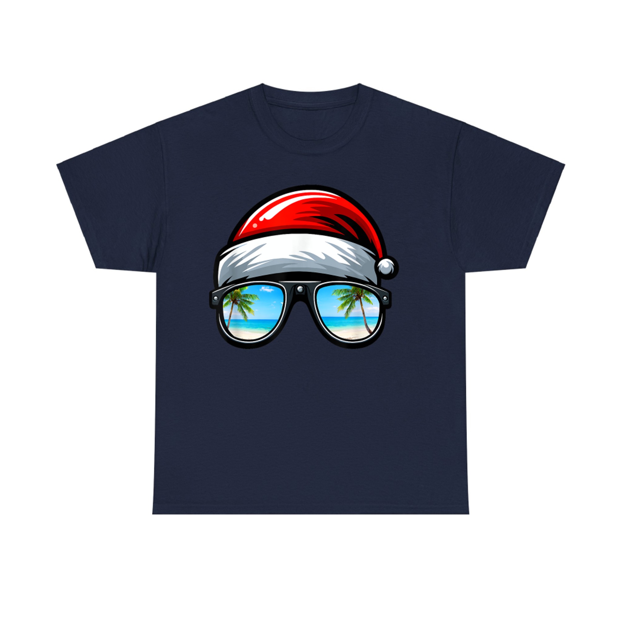 Santa Claus Hat Sunglasses Beach Christmas In July T-Shirt