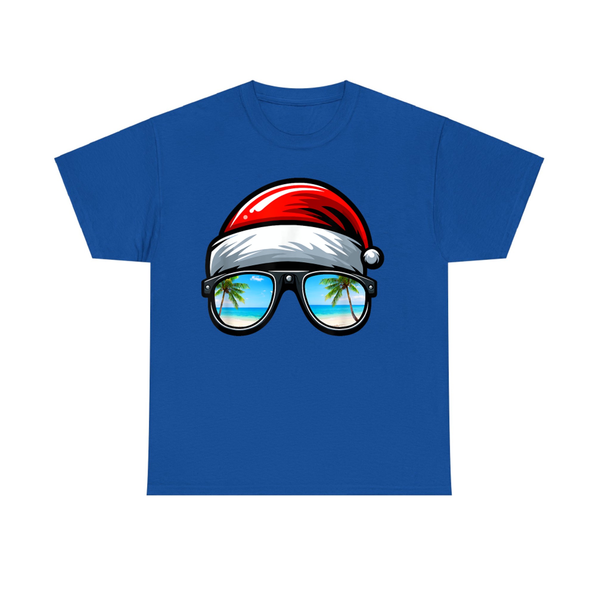 Santa Claus Hat Sunglasses Beach Christmas In July T-Shirt