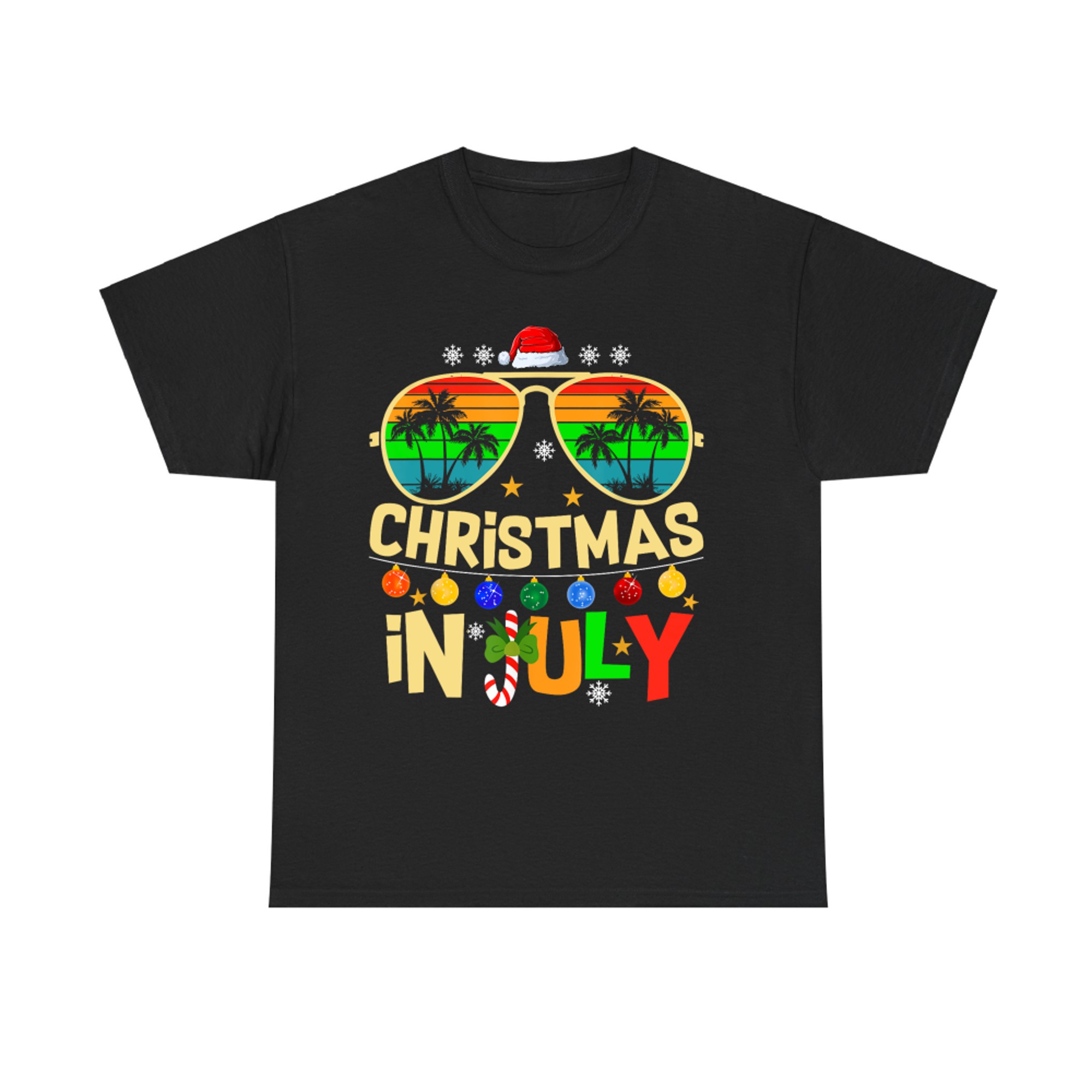 Santa Claus Sunglasses Beach Christmas in July T-Shirt