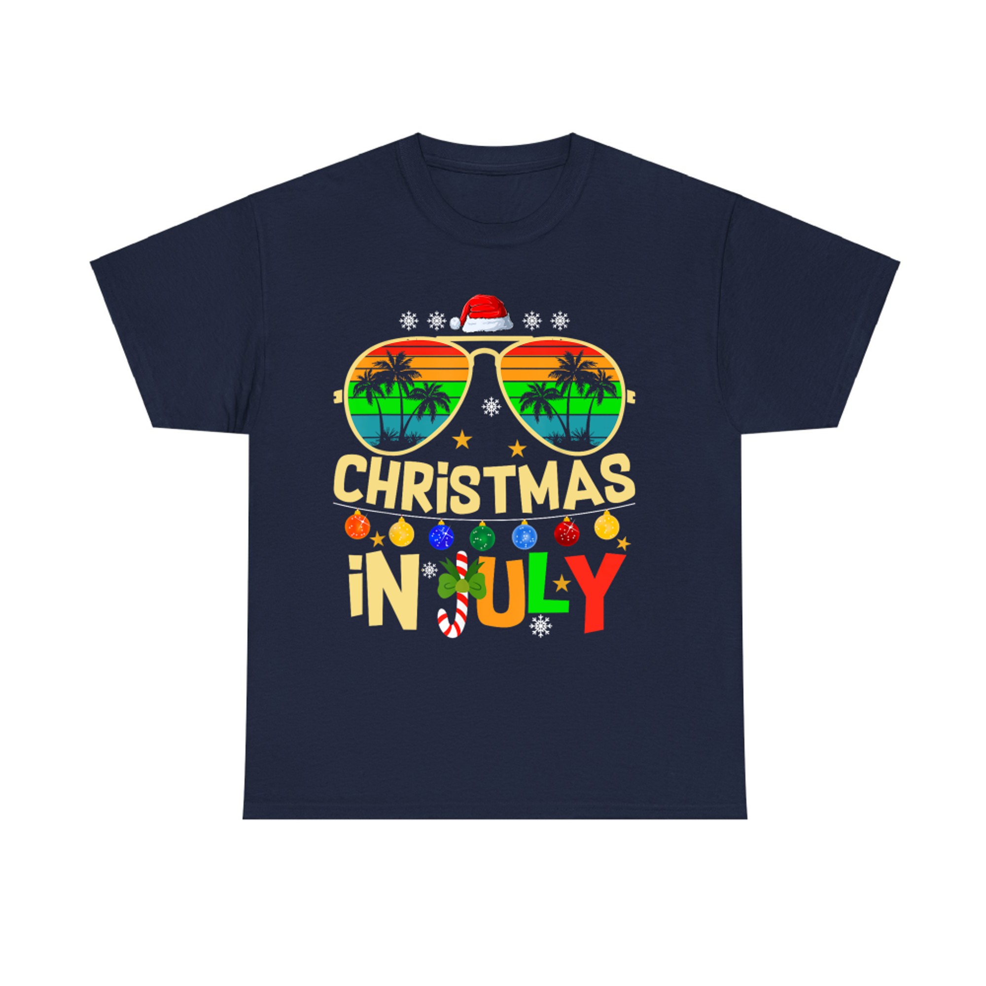 Santa Claus Sunglasses Beach Christmas in July T-Shirt