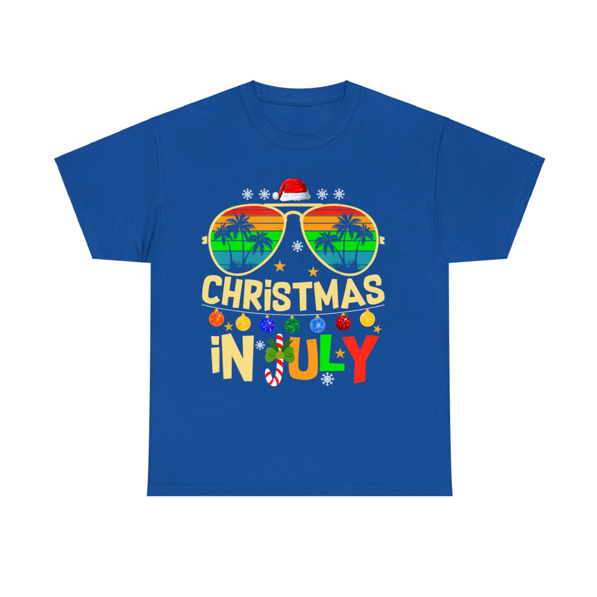 Santa Claus Sunglasses Beach Christmas in July T-Shirt