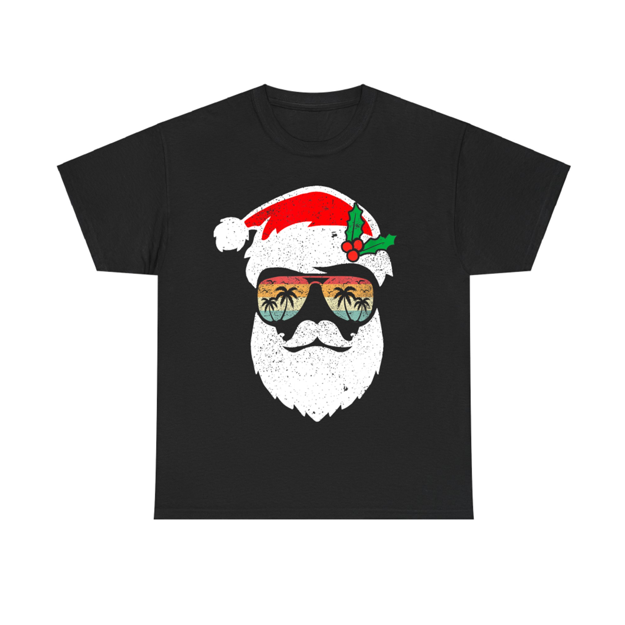 Santa Face Retro Sunglasses Hawaii Christmas Xmas Tropical T-Shirt