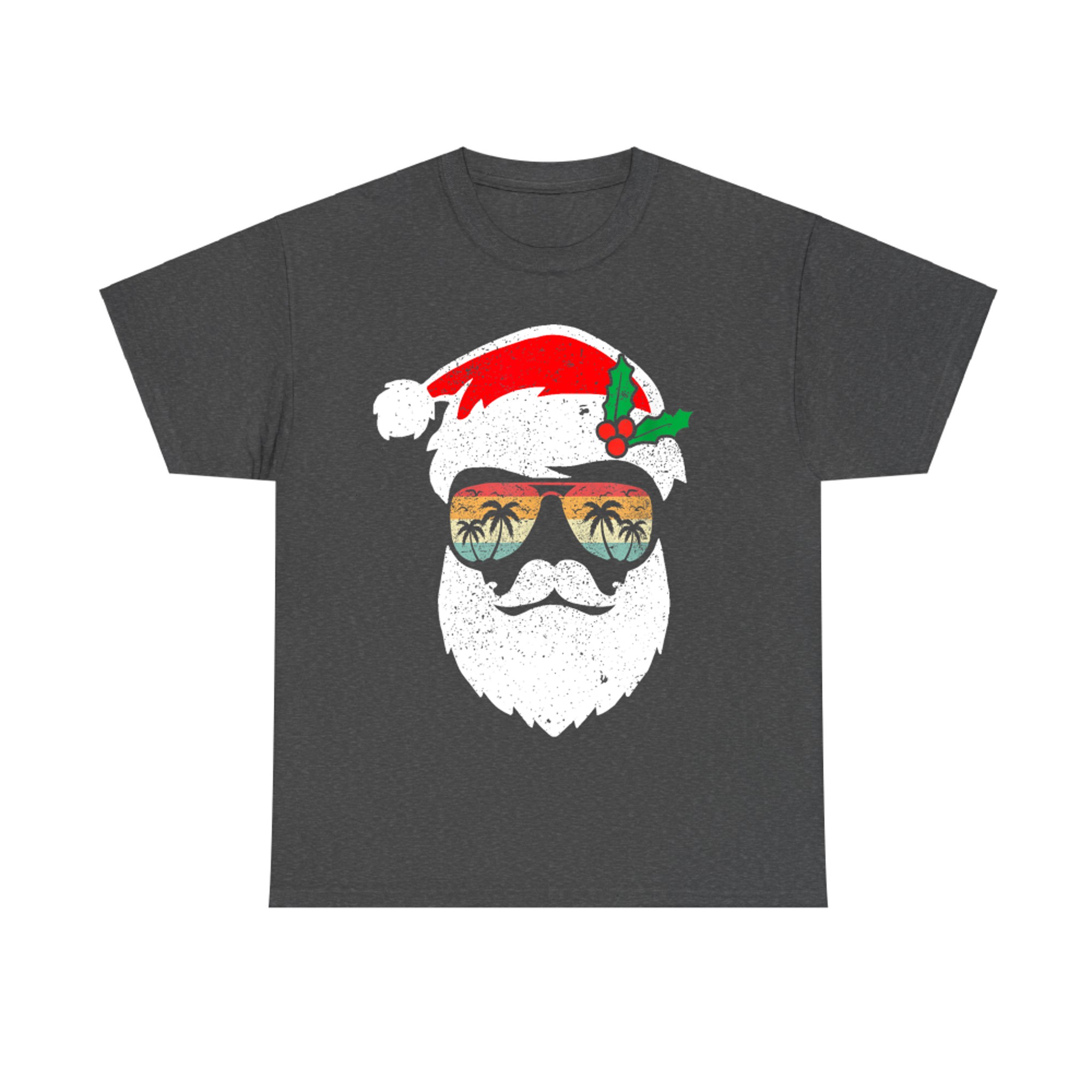 Santa Face Retro Sunglasses Hawaii Christmas Xmas Tropical T-Shirt
