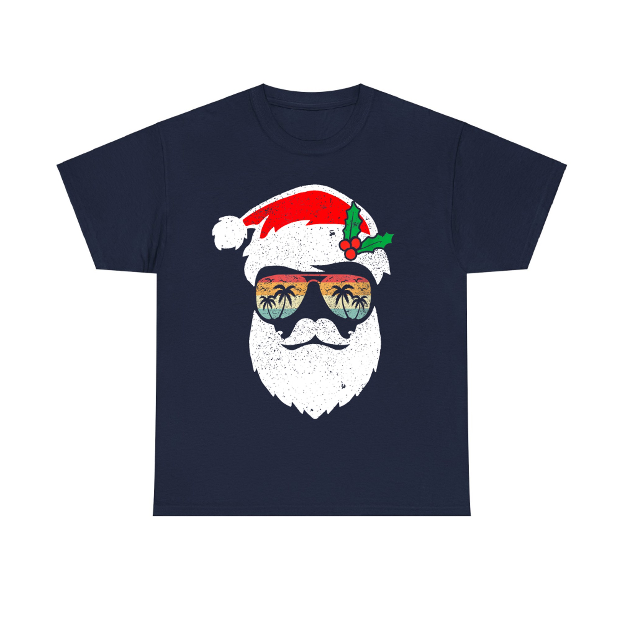 Santa Face Retro Sunglasses Hawaii Christmas Xmas Tropical T-Shirt