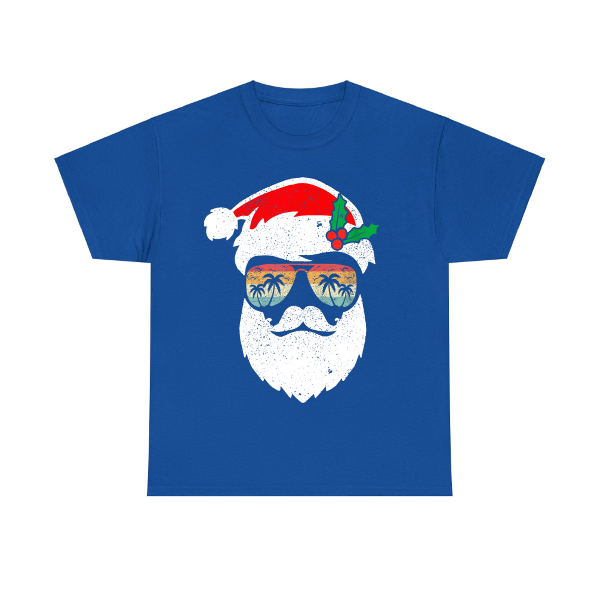 Santa Face Retro Sunglasses Hawaii Christmas Xmas Tropical T-Shirt