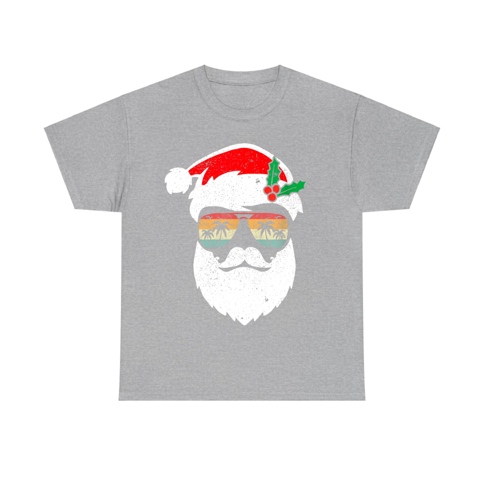 Santa Face Retro Sunglasses Hawaii Christmas Xmas Tropical T-Shirt