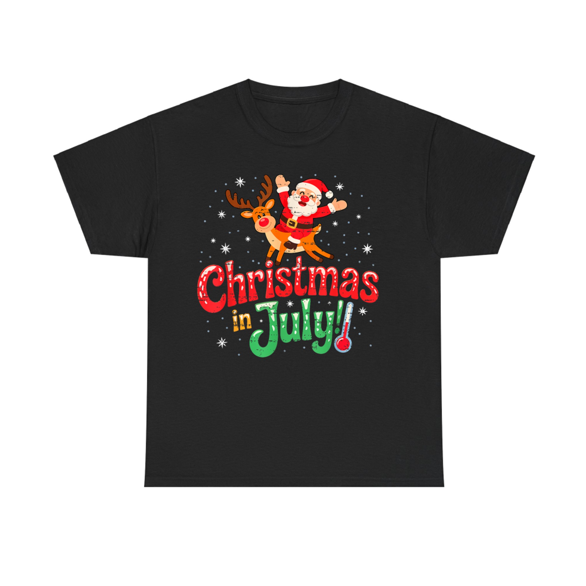 Santa Ridding Reindeer Christmas In July Summer Xmas Beach T-Shirt