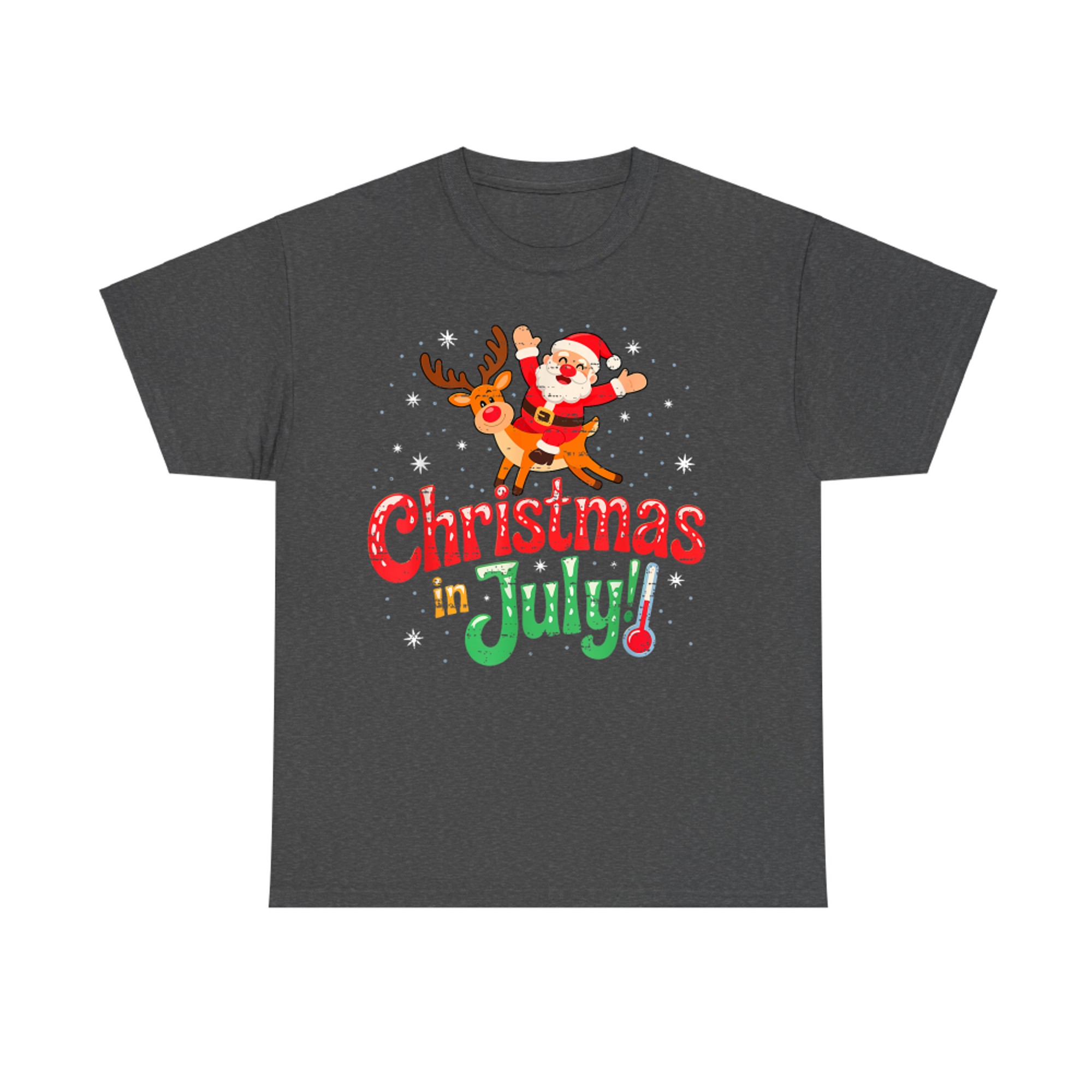 Santa Ridding Reindeer Christmas In July Summer Xmas Beach T-Shirt