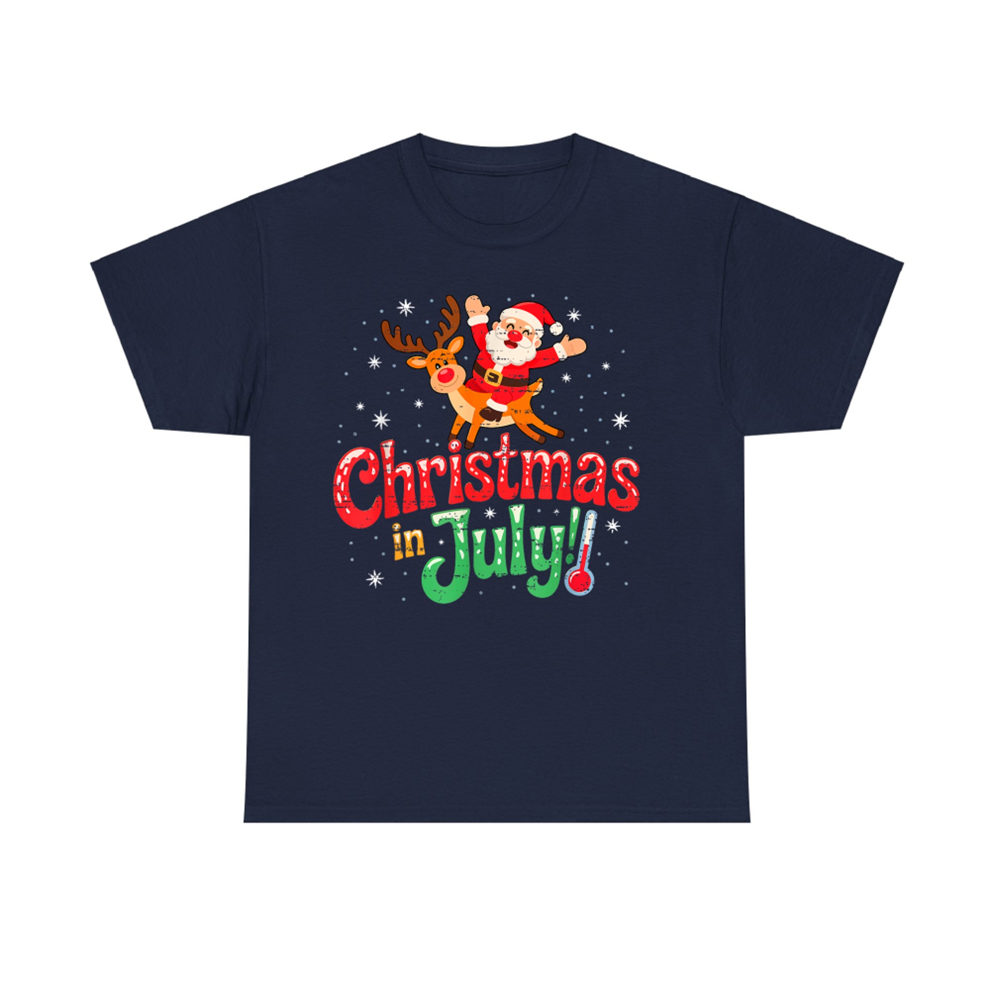 Santa Ridding Reindeer Christmas In July Summer Xmas Beach T-Shirt