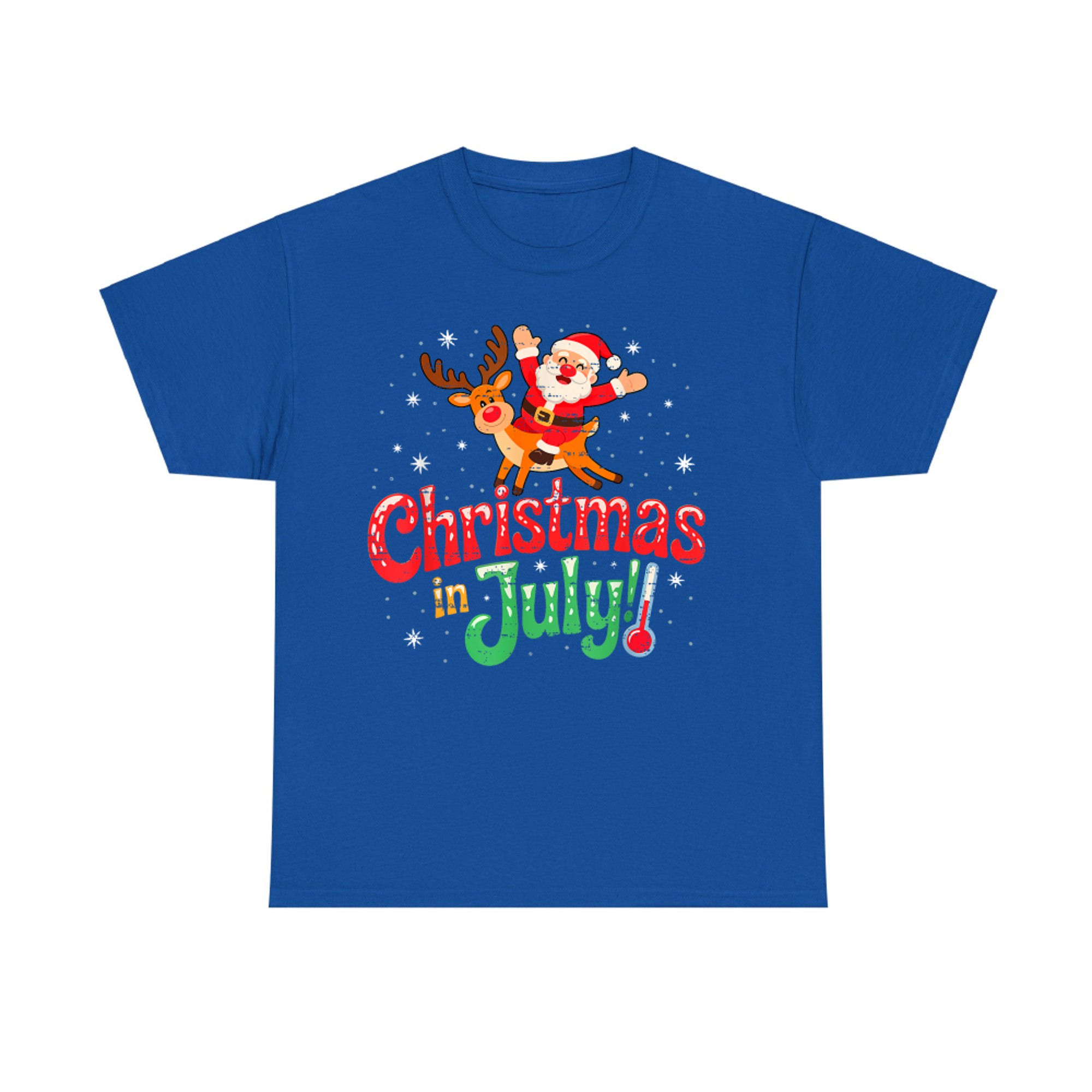 Santa Ridding Reindeer Christmas In July Summer Xmas Beach T-Shirt