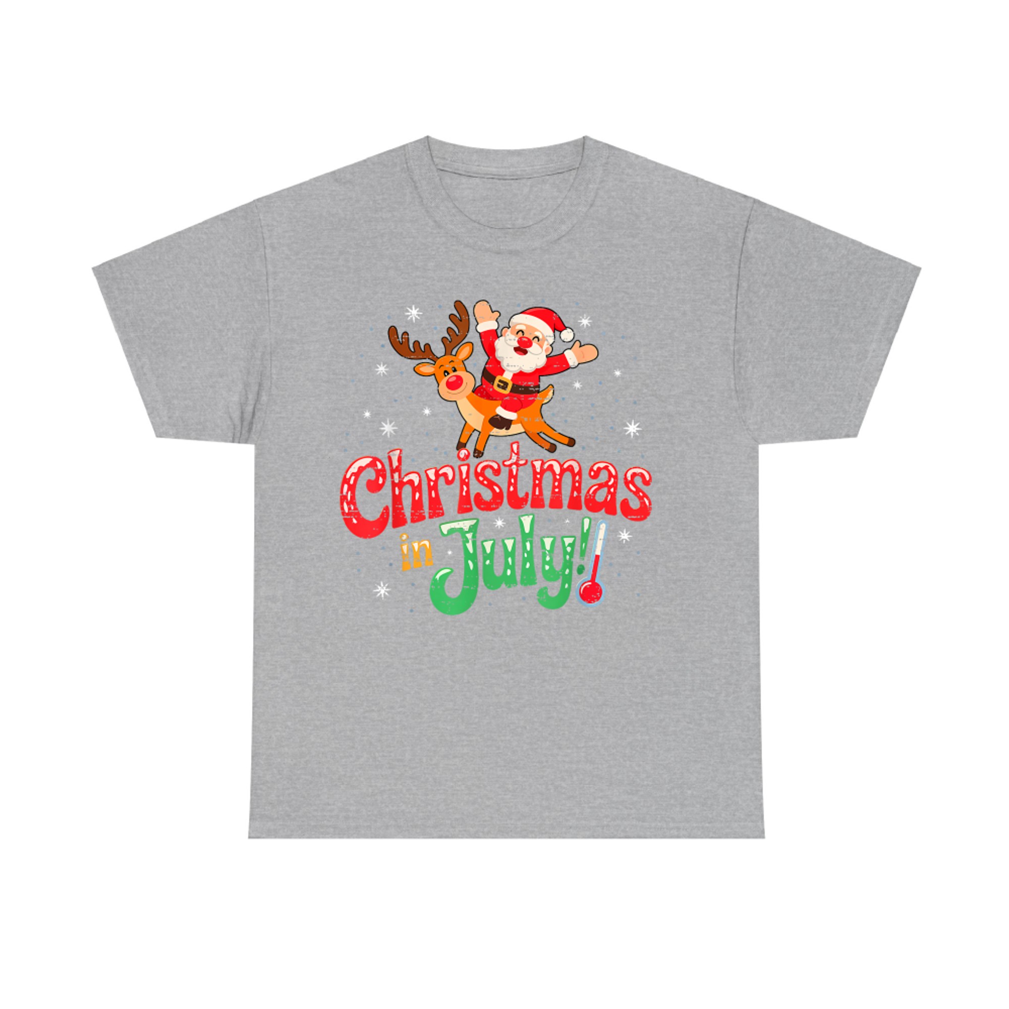 Santa Ridding Reindeer Christmas In July Summer Xmas Beach T-Shirt