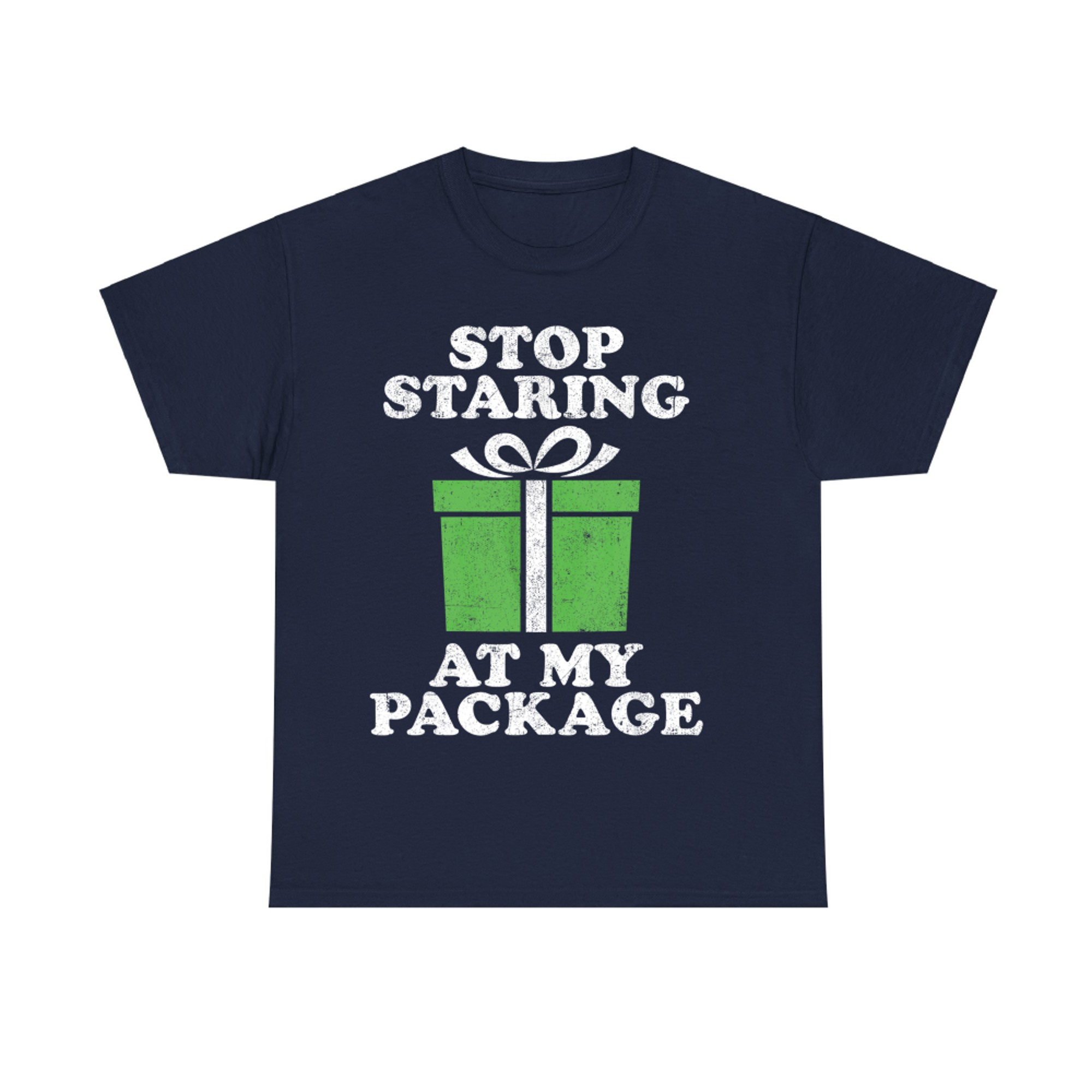 Stop Looking At My Package Funny Christmas In July Retro T-Shirt